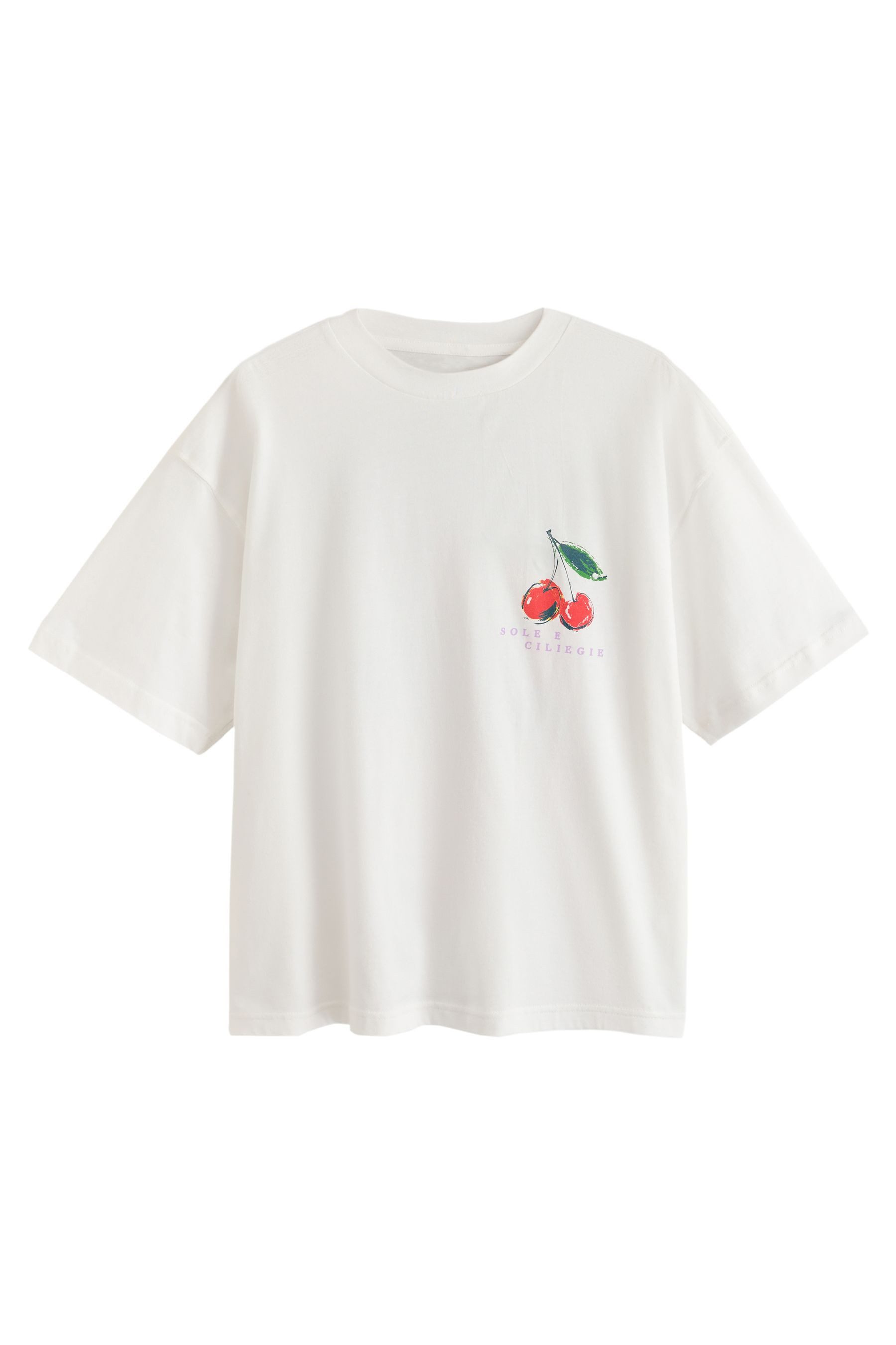 Next T-Shirt Oversized Fit T-Shirt mit Grafik, Cherry (1-tlg)