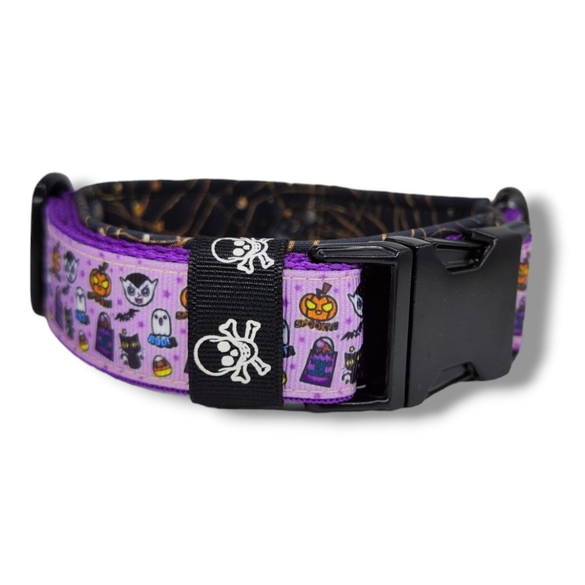 D by E Couture Hunde-Halsband "Halloween Miniatures I", gepolstert, verstellbar, 30mm breit, Handmade