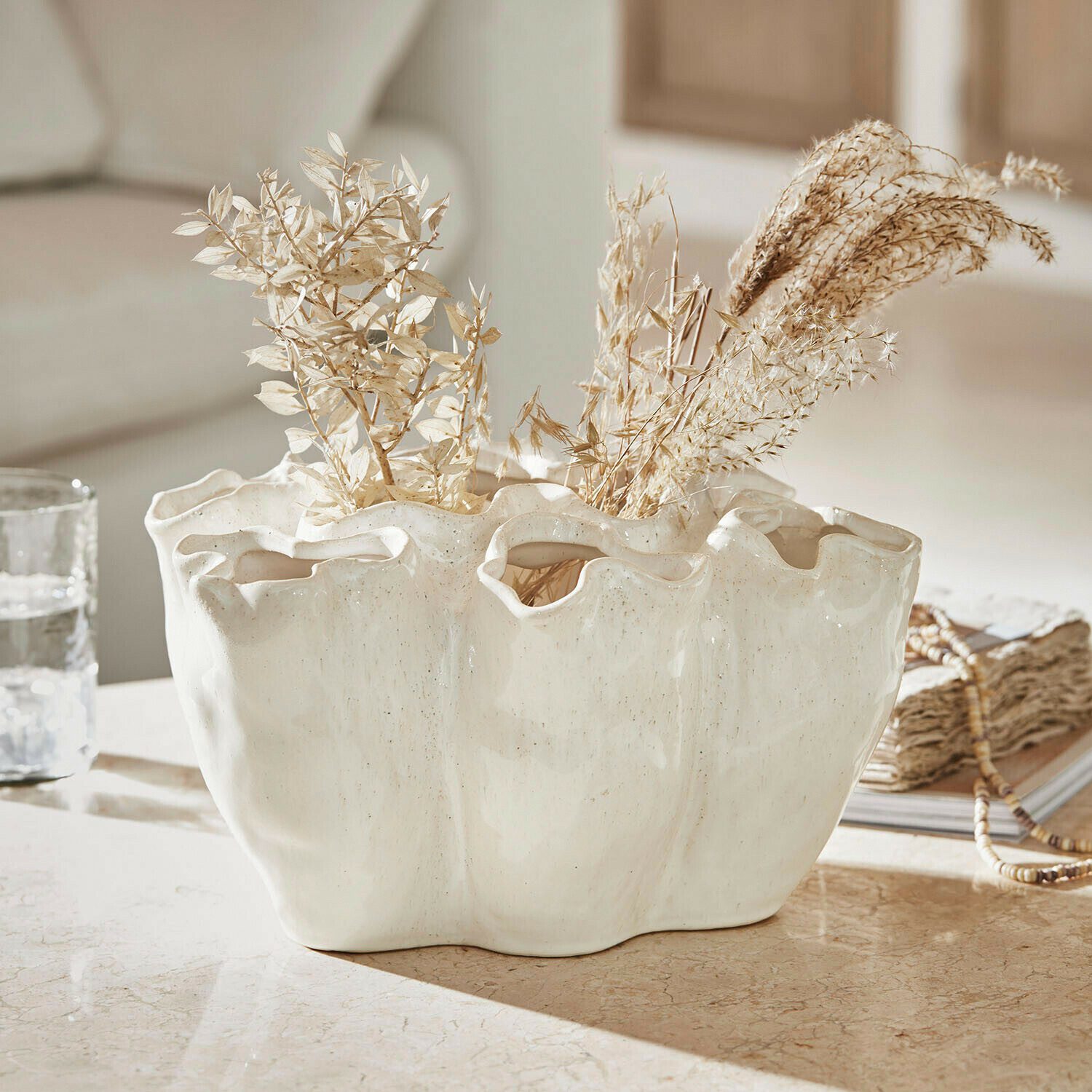 Mirabeau Tischvase Vase Rovinia creme