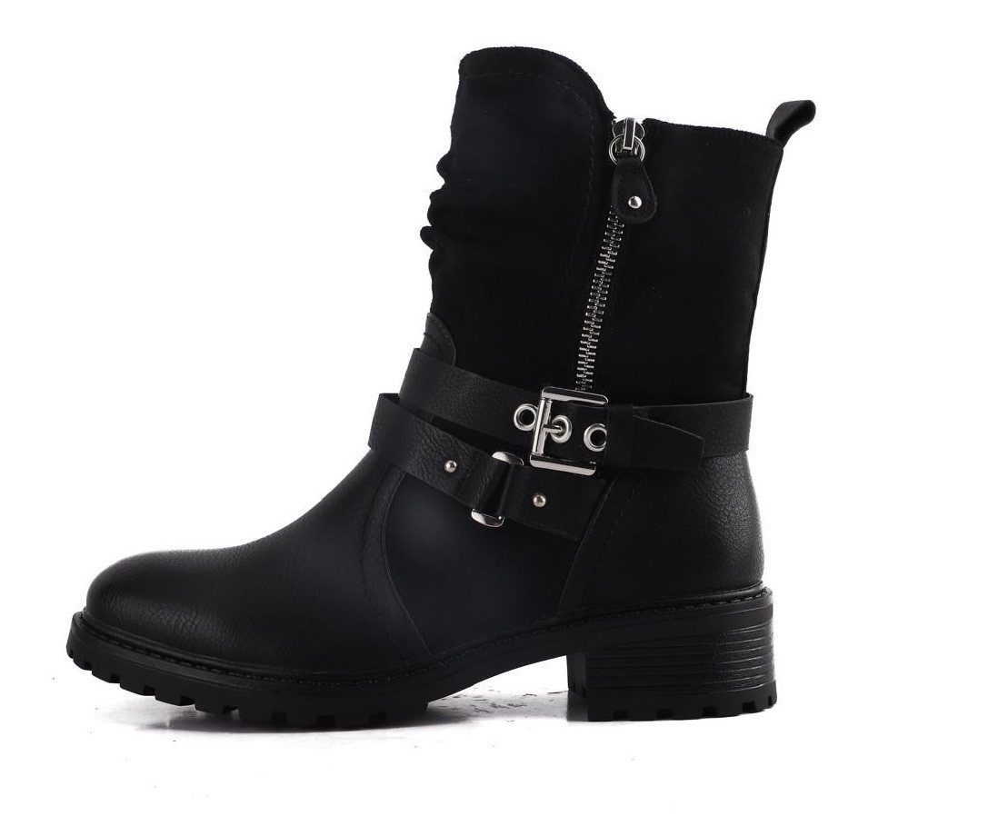 Pogolino 2520 Bikerboots Damen Stiefeletten leicht gefüttert mit Schnalle