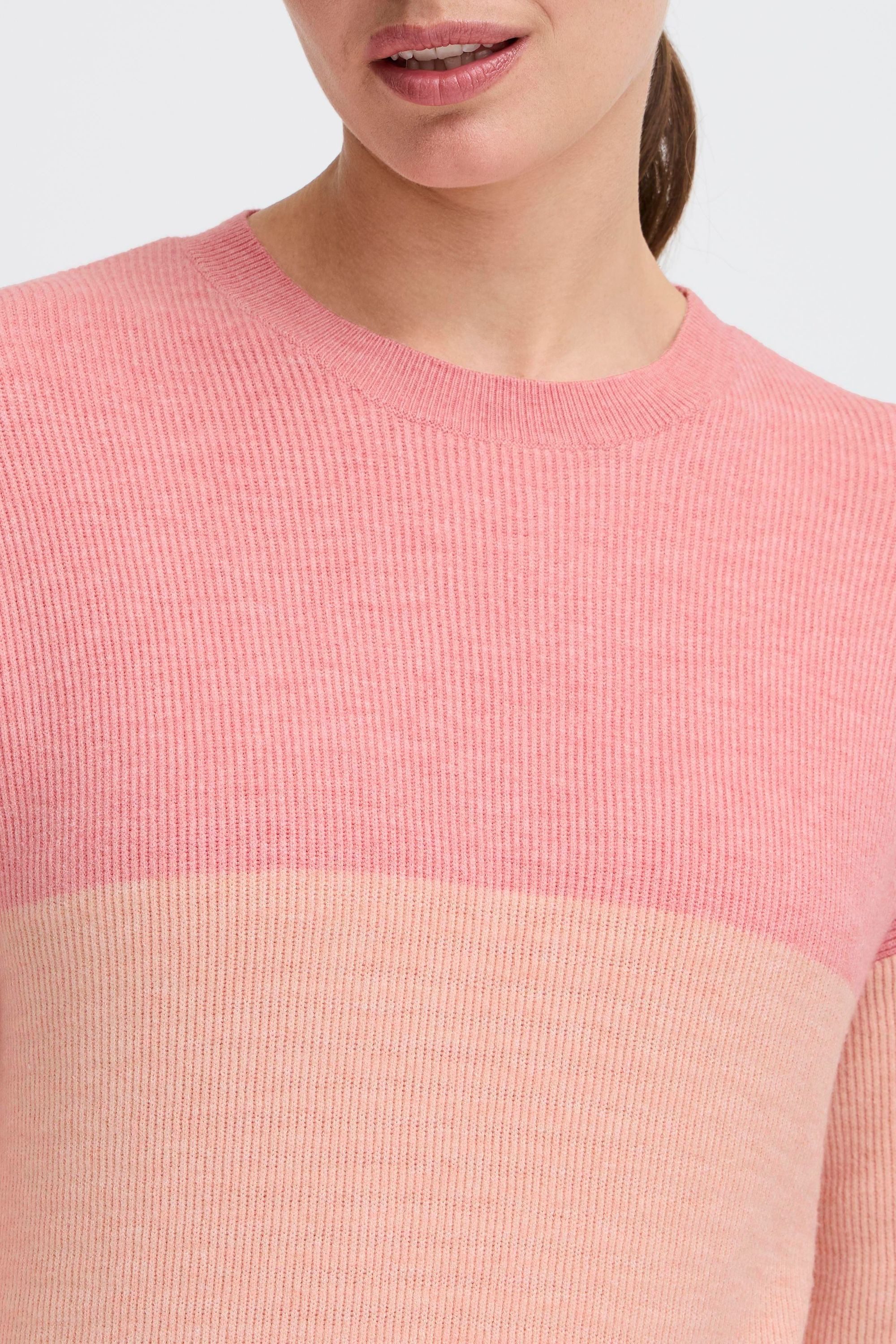 OXMO Strickpullover OXIManny Gerippter Feinstrick-Pullover in Colorblock-Optik