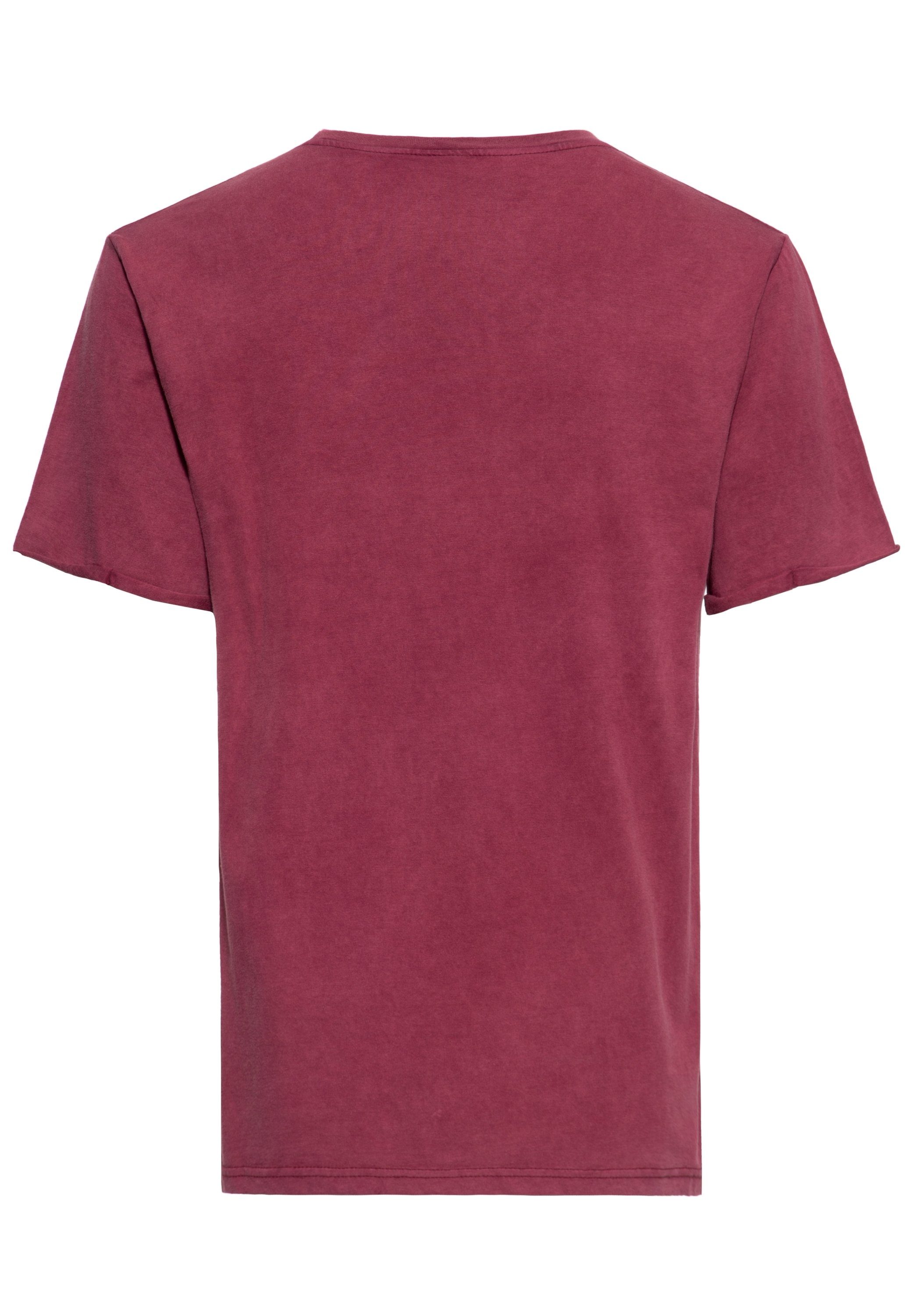 Oil-Washed KingKerosin burgund Greaser Print-Shirt Detroit