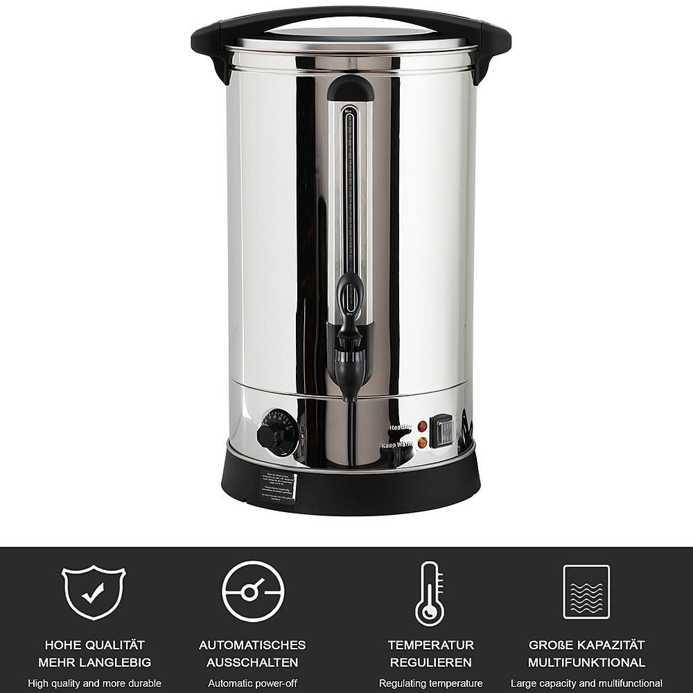 Melko Heißgetränke- und Glühweinautomat Glühweinkocher Einkochautomat Glühwein 7 L Thermostat Tee Analog Topf, 1500 W, Schaltet sich bei Überhitzung automatisch ab