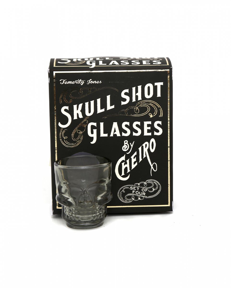 Horror-Shop Geschirr-Set Totenkopf Shot Gläser im 4er Set, Glas