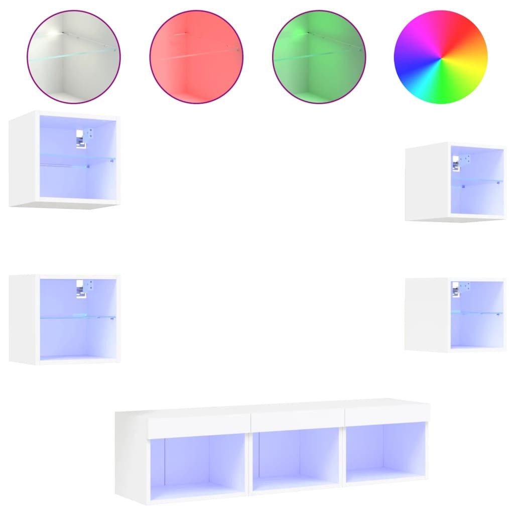 vidaXL TV-Wand 7-tlg. Wohnwand mit LED-Beleuchtung günstig online kaufen