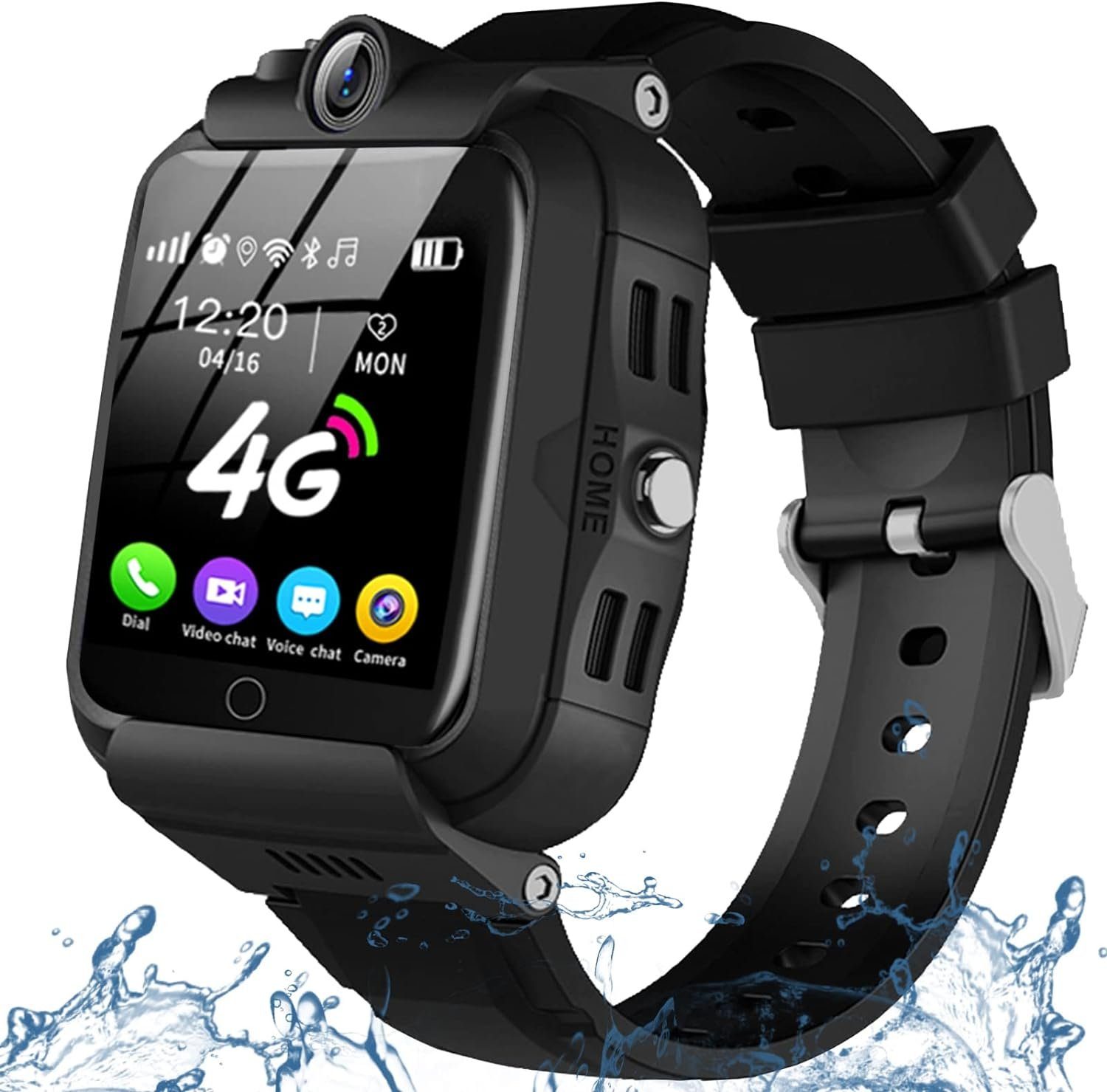 DDIOYIUR Smartwatch (1,54 Zoll, Andriod iOS), 4G GPS Intelligente Uhr mit  WiFi,SMS,Anruf Sprach&Video Chat Bluetooth