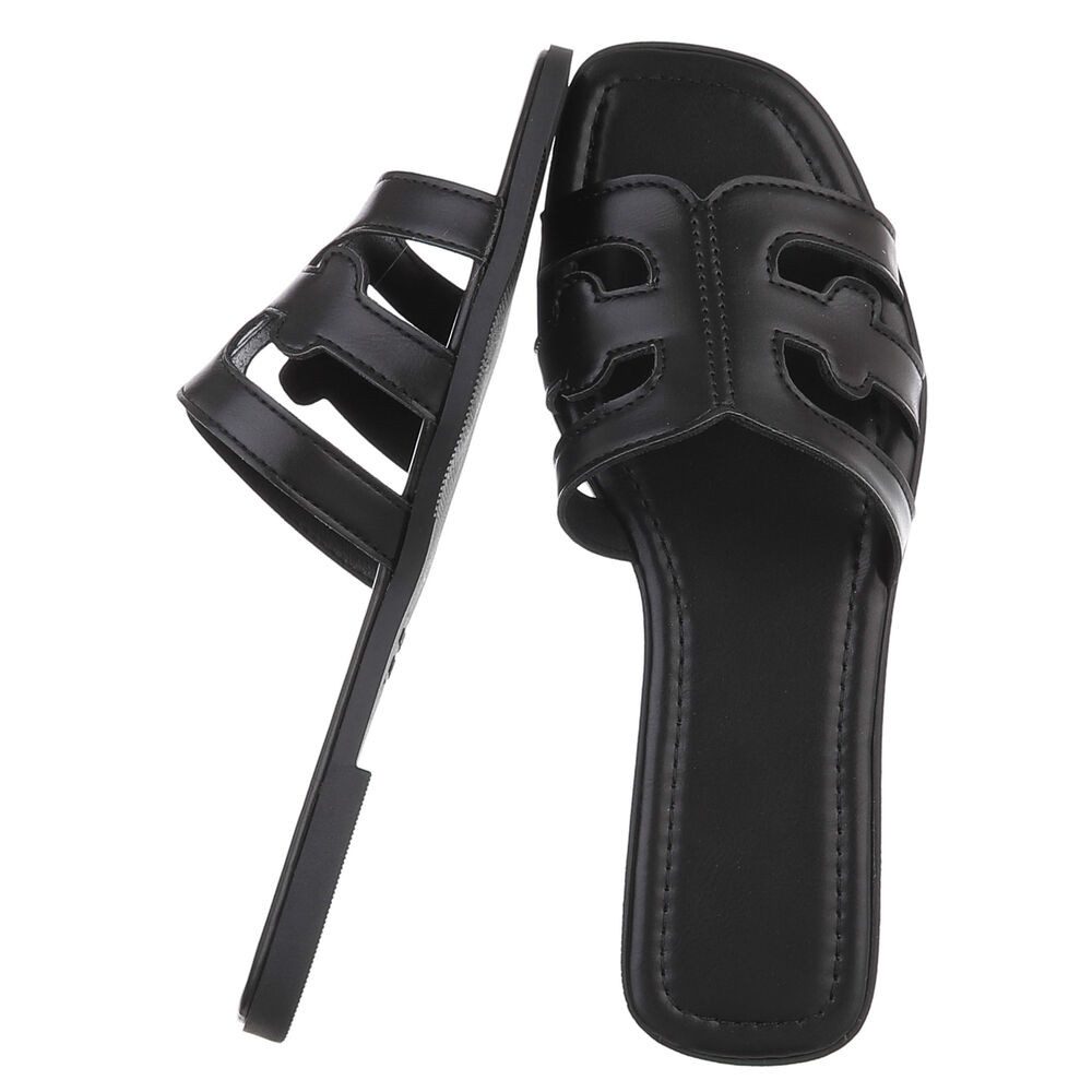 Ital-Design Damen Pantoletten mit Cut-out-Design, flach Pantolette (91970941) Blockabsatz Pantoletten in Schwarz – Bild 2 von 5