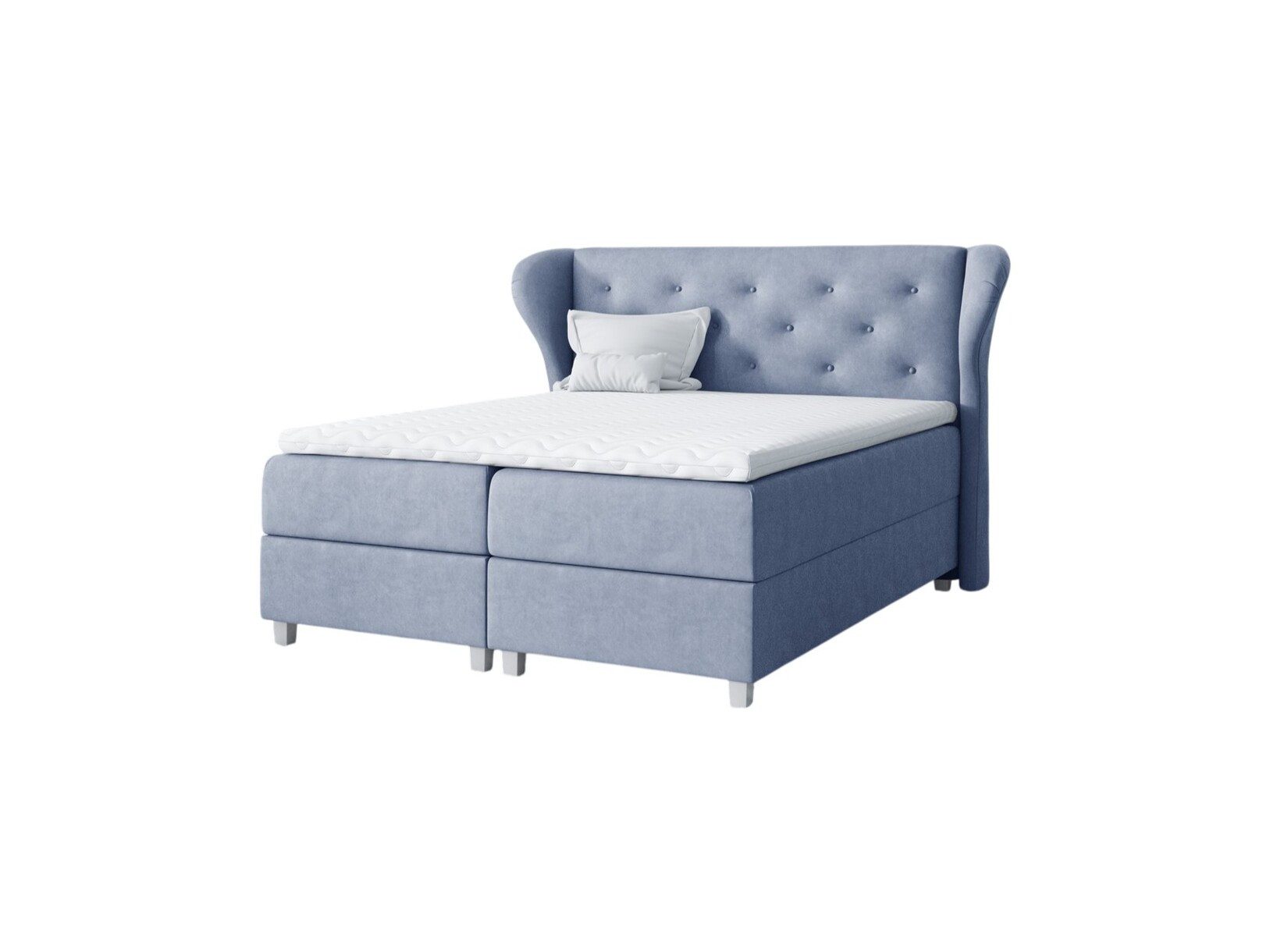 Fun Möbel Boxbett Schlafzimmerbett ARIANNA Stoff Hellblau inkl. Bettkasten (N/A, 1-St., inkl. Kaltschaumtopper), inkl. Topper
