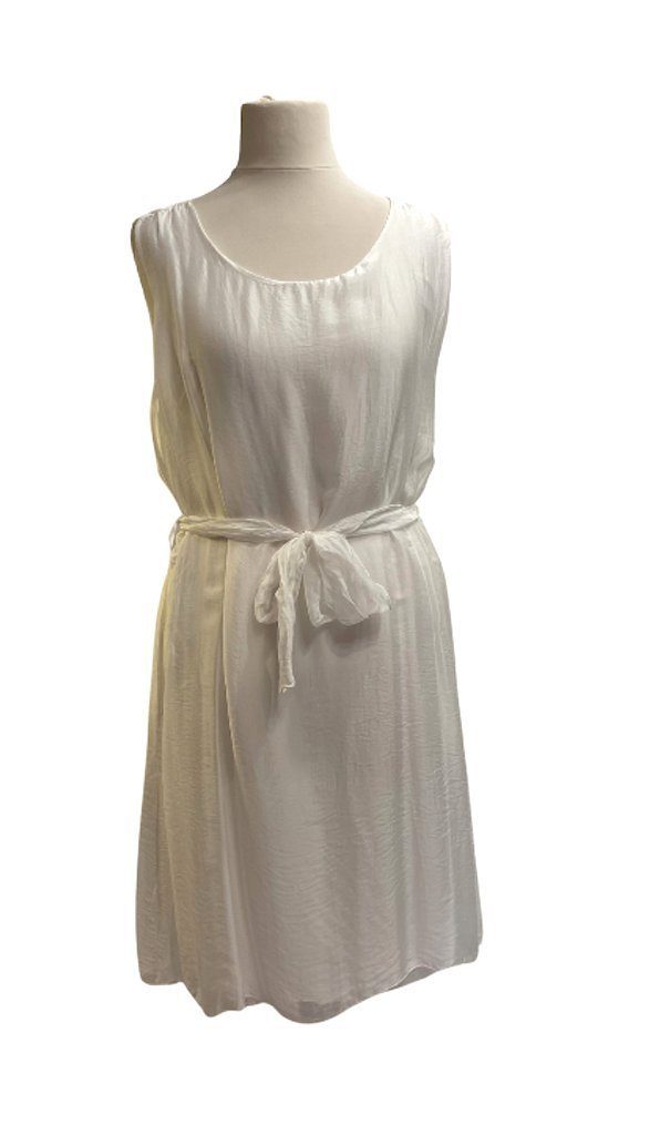 BZNA Sommerkleid Seidenkleid Sommer Dress Unifarbe Kleid elegant Weiß