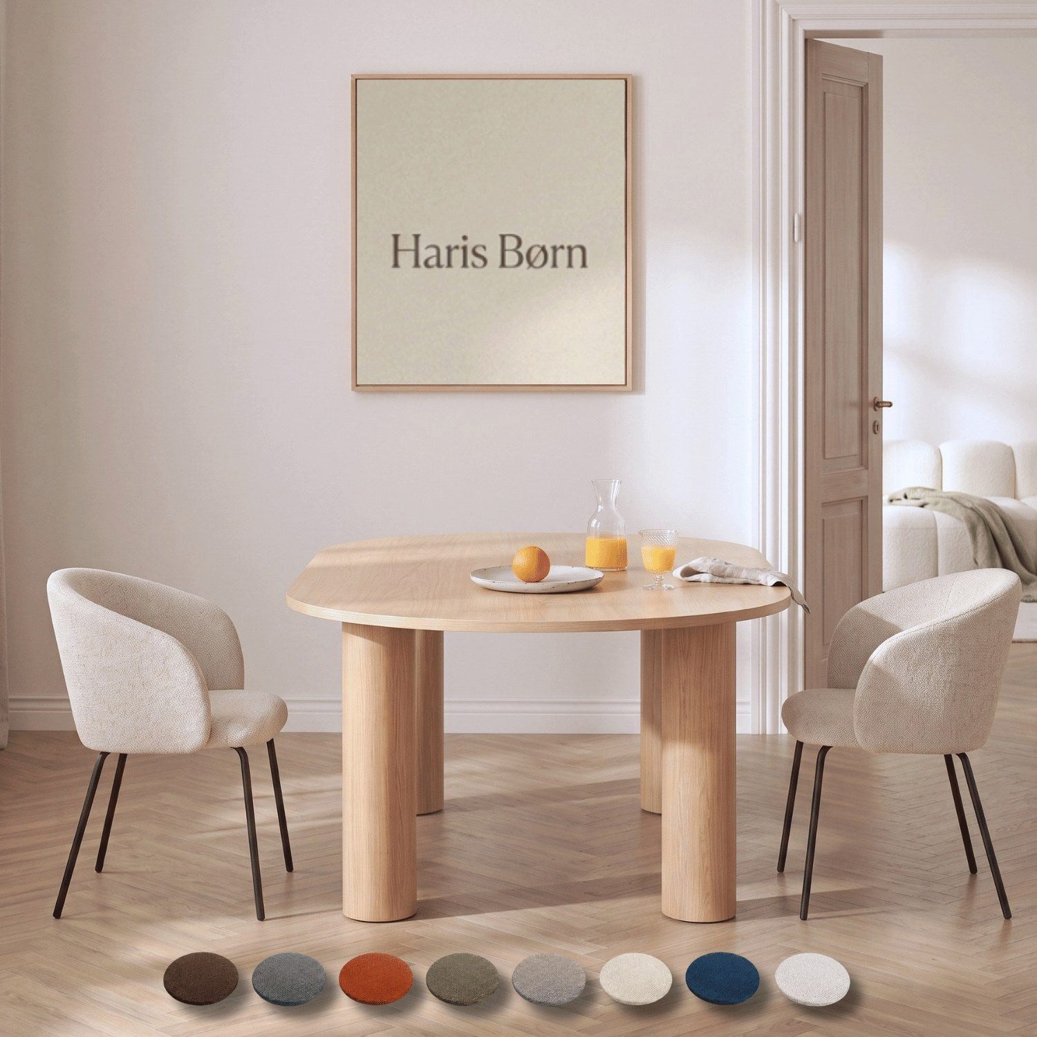 Haris Børn Esszimmerstuhl mit Armlehnen NØR - Hochwertige Polsterstühle für Esszimmer (Set, 2 St), Beige - Premium Esszimmer Stühle & Wohnzimmer Stühle