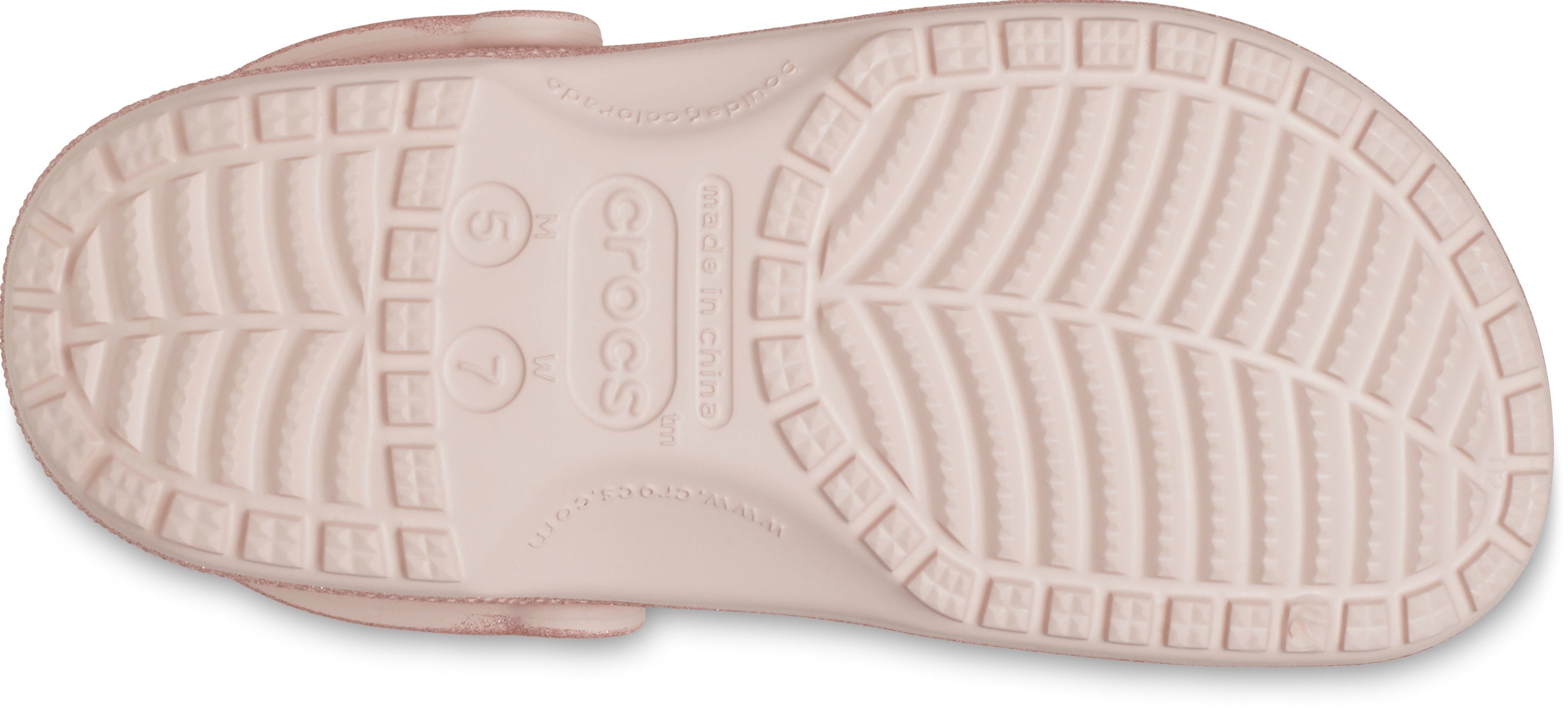 Crocs Classic Glitter Clog, Badesandale Hausschuh, Sommerschuh, Schlappen, Schlupfschuh mit Glitzer verziert