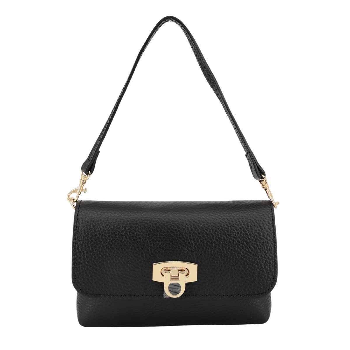 ITALYSHOP24 Schultertasche Made in Italy Damen Leder Tasche Mini Bag Ketten Crossbody Handytasche, Überschlagtasche Clutch Abendtasche Smartphone Handtasche CrossOver