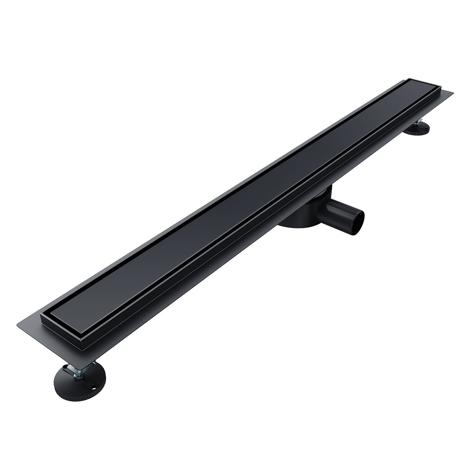 SONNI Duschrinne Edelstahl Bodenablauf Schwarz 50-110 cm 360° verstellbarer Duschrinne, mit Geruchsstop und Haarsieb Randablauf,mit Bodenbefestigung