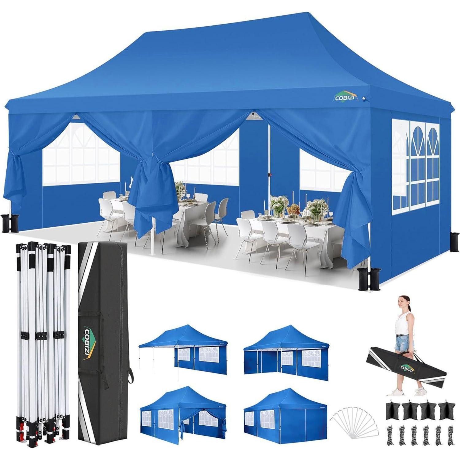 COBIZI Faltpavillon Faltpavillon 3x6m Wasserdicht Stabil Partyzelt 6 Seitenwänden