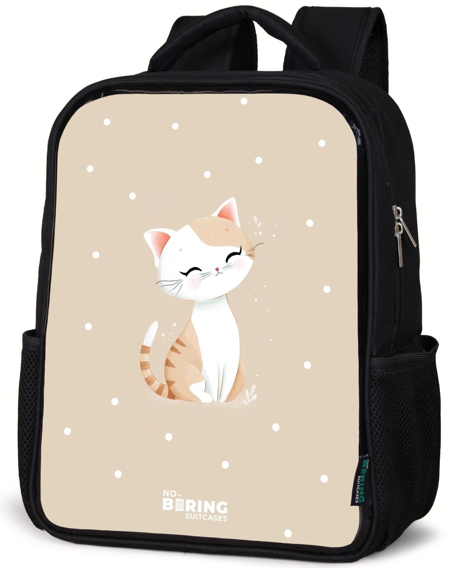 Katze umgeben von beigen Punkten
