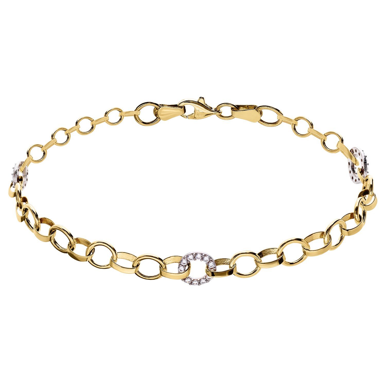 LUCARDI Gliederarmband Armband - 585 Gold - Silber-Gold - Zirkonia - Damen