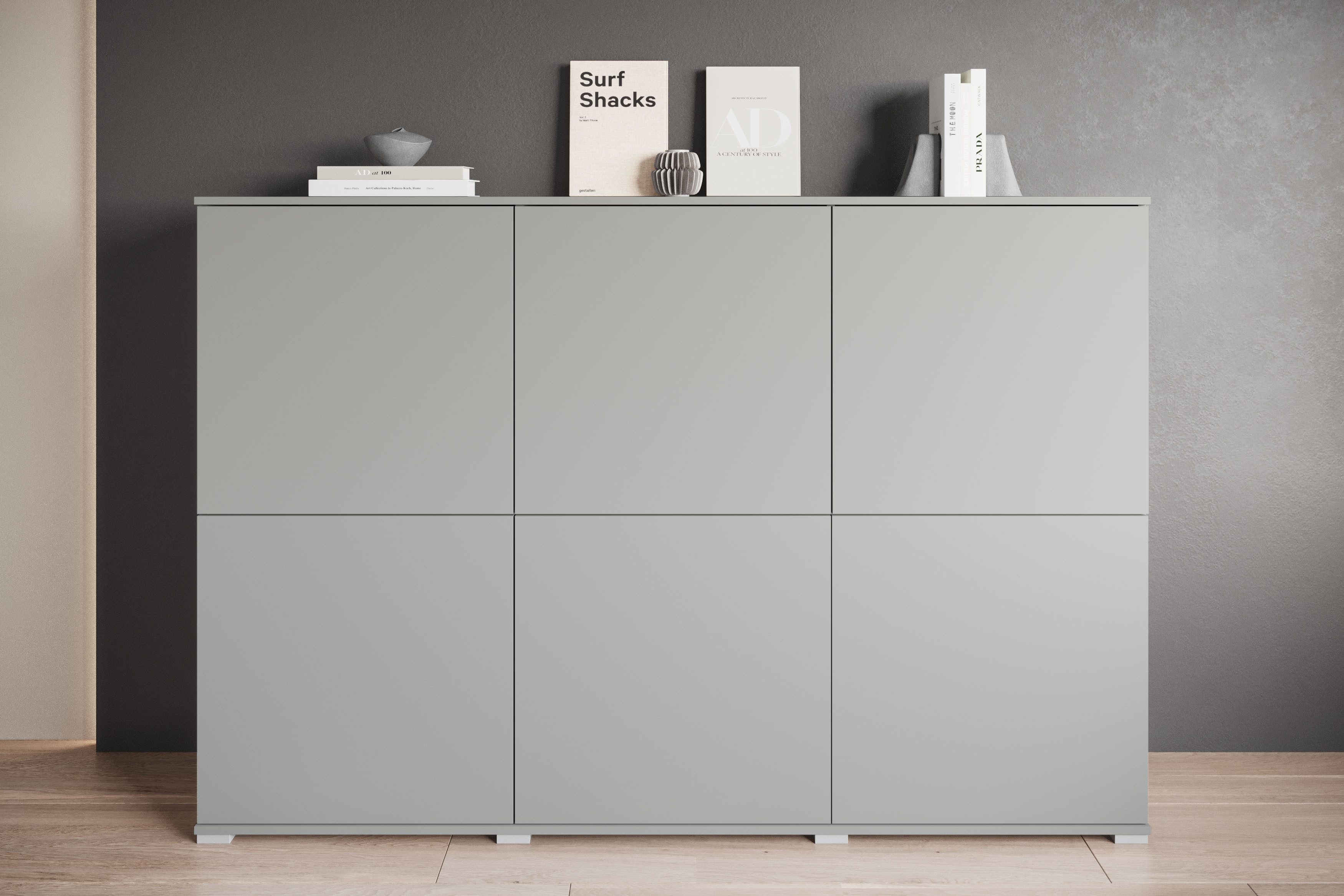 INOSIGN Highboard Kenia, moderne grifflose Hochkommode mit 6 Двери, Breite 180 cm (1 St), Push-to-Open-Fronten, höhenverstellbaren Полки