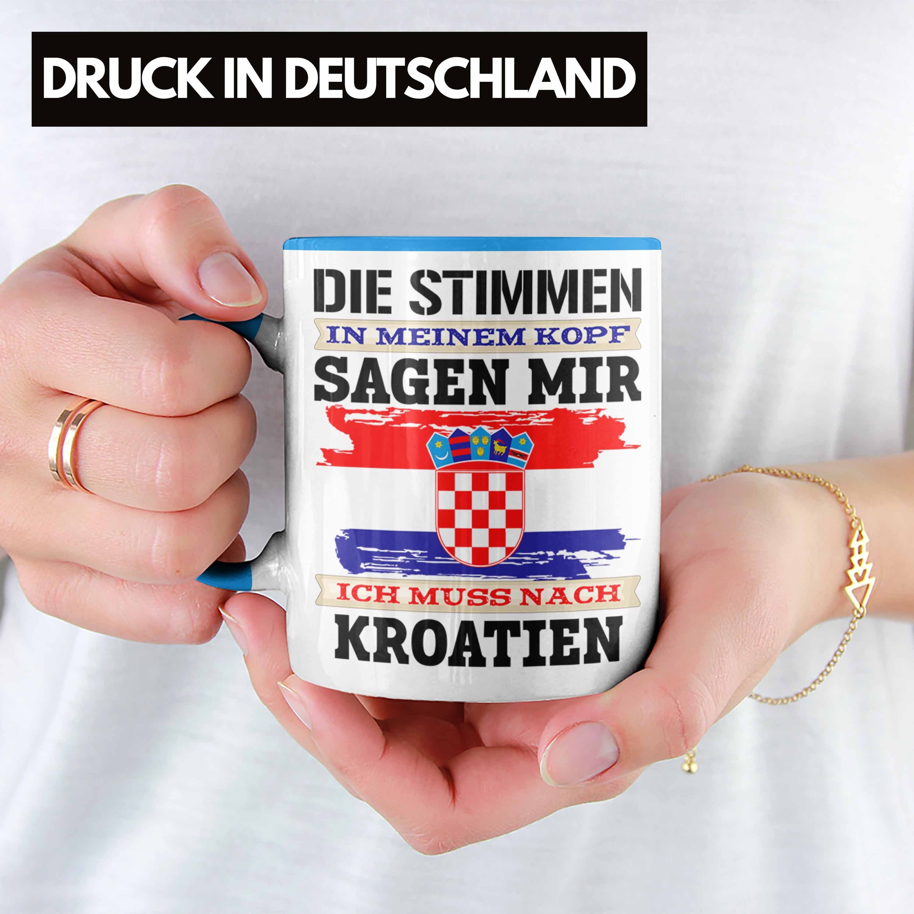 Trendation Tasse Trendation - Kroatien Tasse Urlaub für Land Blau Kroaten Geschenk