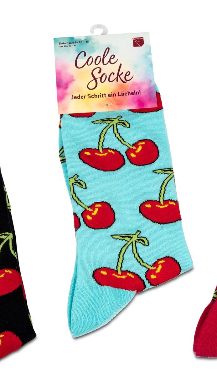 formano Socken Coole Socke Kirschen türkis - One Size 40 - 45 (1-Paar)