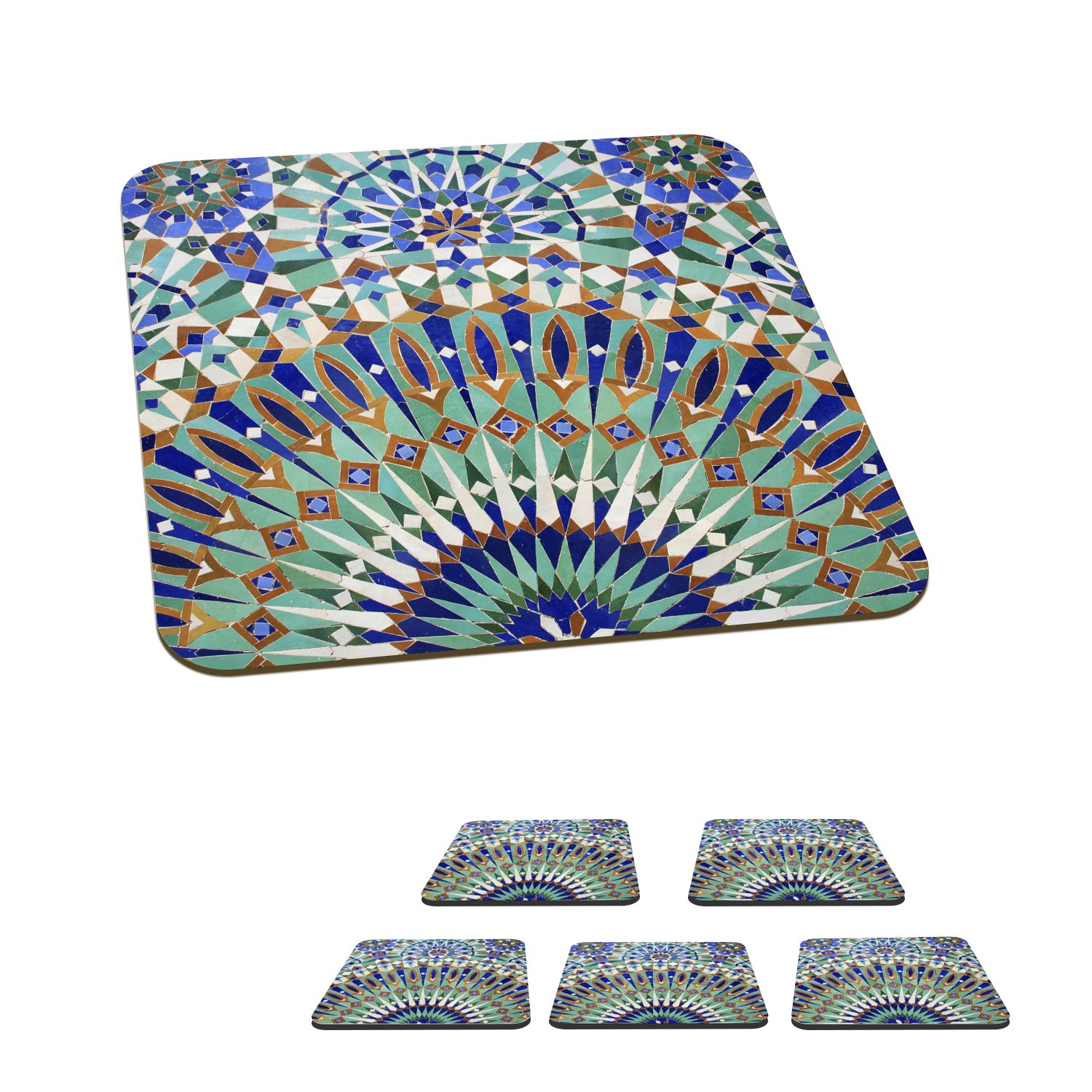 MuchoWow Glasuntersetzer Eine marokkanische Mosaikwand mit verschiedenen Formen, Zubehör für Gläser, 6-tlg., Glasuntersetzer, Tischuntersetzer, Korkuntersetzer, Untersetzer, Tasse