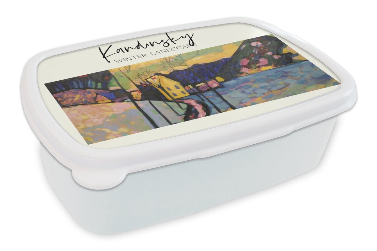 MuchoWow Lunchbox Winterlandschaft - Wassily Kandinsky, Kunststoff, (2-tlg), Brotbox für Kinder und Erwachsene, Brotdose, für Jungs und Mädchen weiß