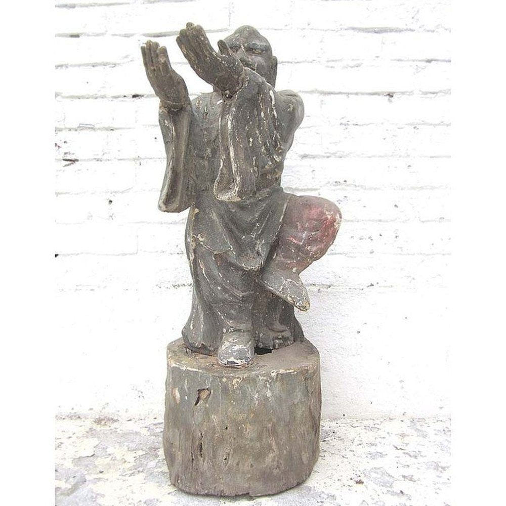 Luxury-Park-Direct Kommode China vor 1920 Skulptur Tänzer auf Sockel buddhistisch Pappel bemalt