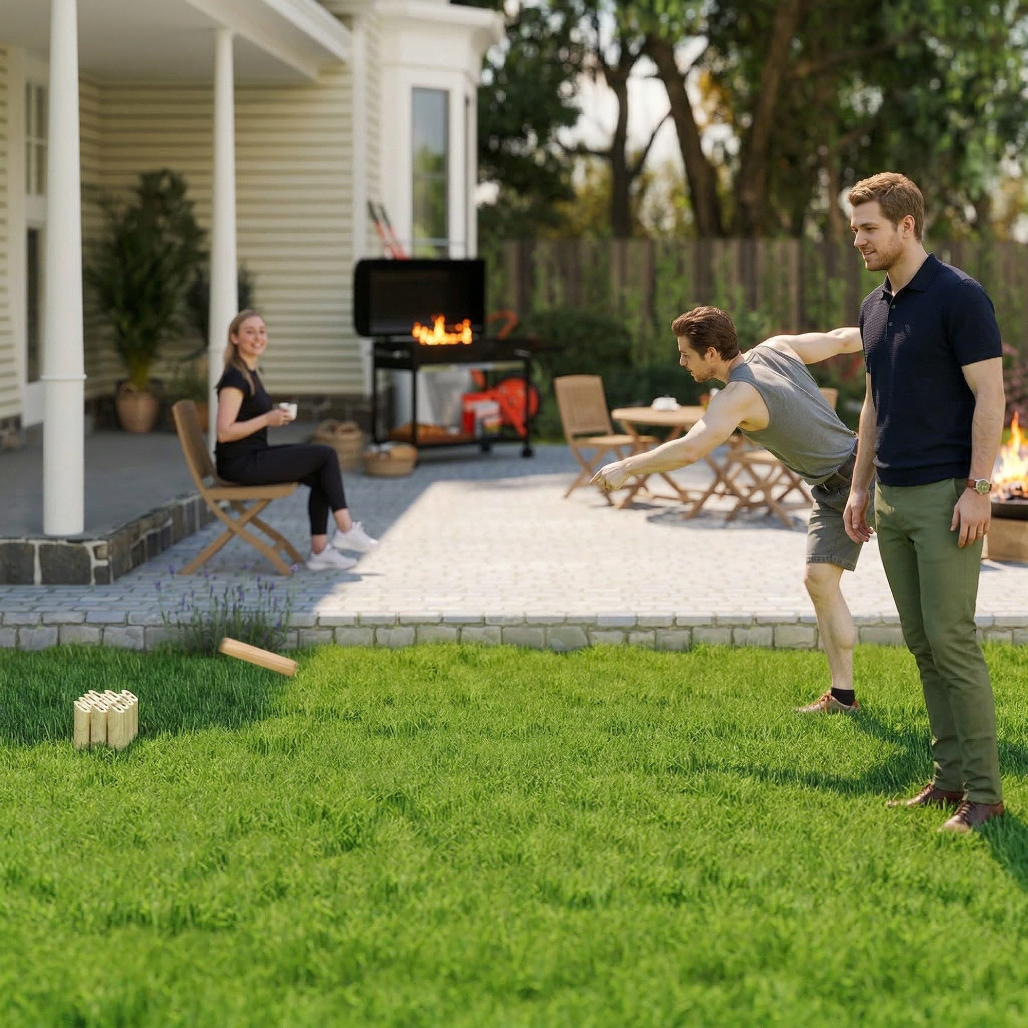 SPORTNOW Spiel Wikingerspiel mit 12 Skittles Transportbox, Wurfspiel, für Familie Gruppen Garten Picknick, Strand, Freizeit