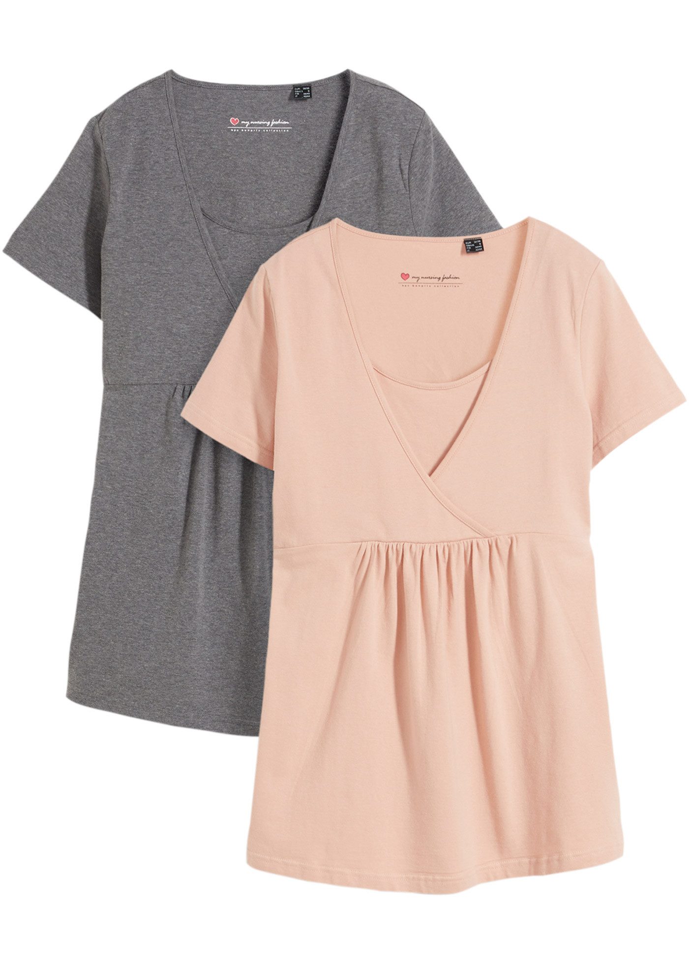 bonprix Stillshirt (Packung, 2-tlg., 2) 2-in-1 Umstands- und Stillshirts (2er Pack)
