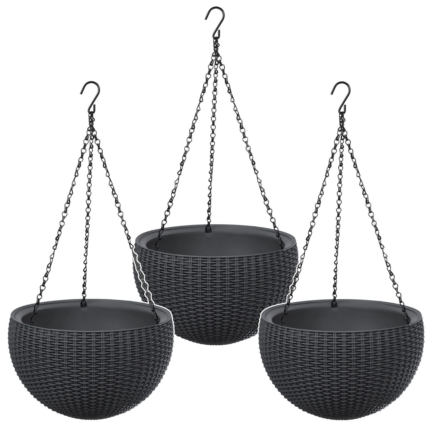 Keter Pflanzkübel 229544 (3 St), Blumentopf mit Hängekette