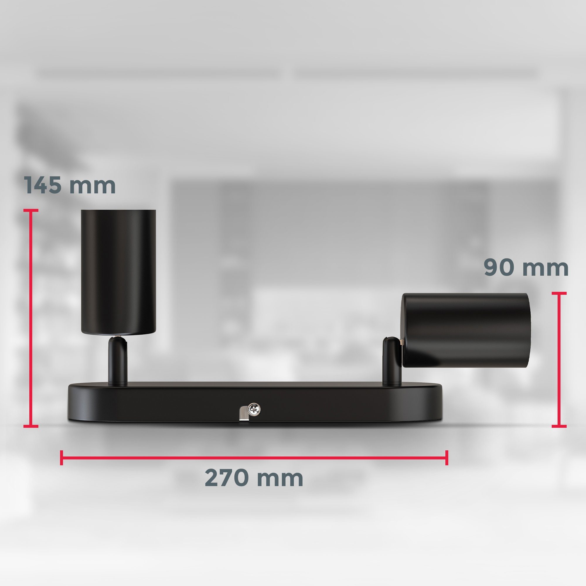 2-flammig, B.K.Licht BK_DS1446 GU10, (max. (LxBxH) Leuchtmittel, Leuchtmittel cm Deckenspots Spotlampe, mit 27x6x9 ohne Schwenkbar, 5W), Drehbar, Schwarz-Matt, ohne