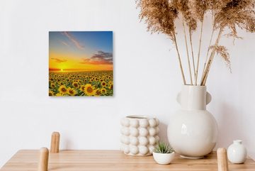 OneMillionCanvasses® Leinwandbild Blumen - Sonnenblume - Sonnenuntergang - Nacht - Orange, (1 St), Leinwand Bilder für Wohnzimmer Schlafzimmer