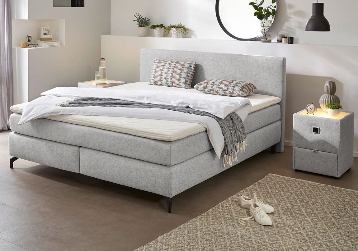 INOSIGN Boxspringbett Alinas erhältlich in den Breiten 90,140 & 180cm, mit Topper und Zierkissen, unterschiedliche Farbvarianten