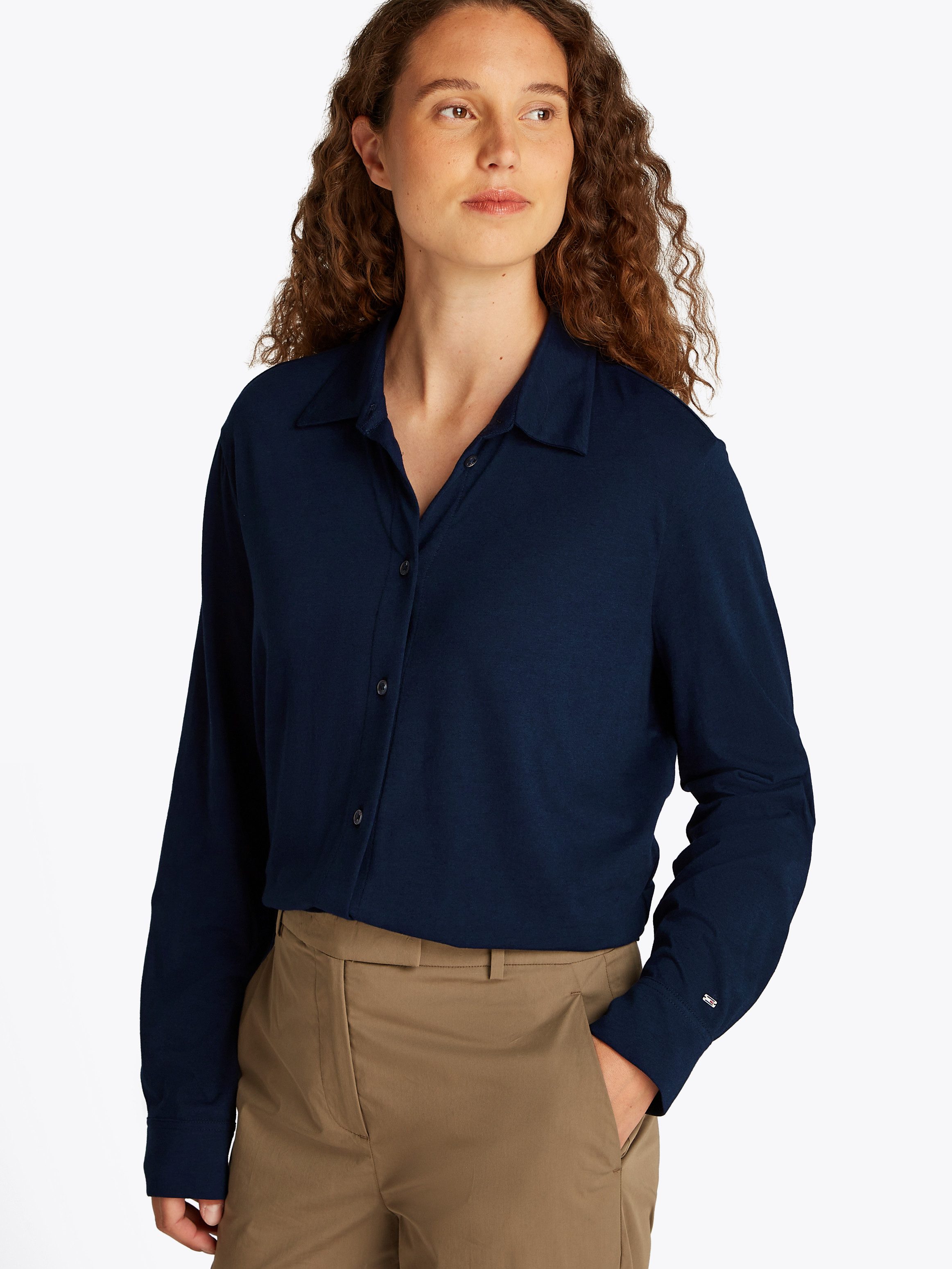 Tommy Hilfiger Klassische Bluse CASUAL BTN DOWN SHIRT LS mit Metalllabel günstig online kaufen