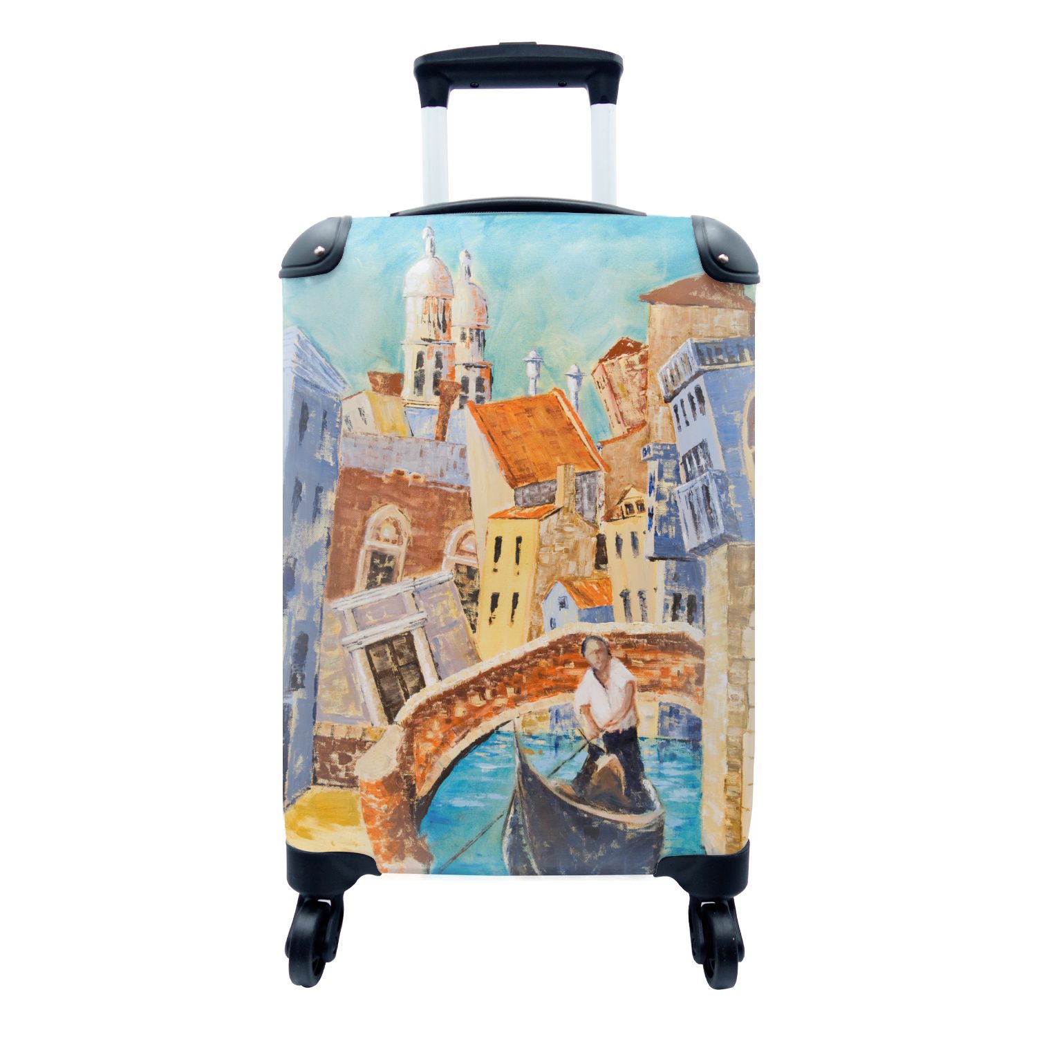 MuchoWow Handgepäckkoffer Gondel - Venedig - Zeichnung, 4 Rollen, Reisetasche mit rollen, Handgepäck für Ferien, Trolley, Reisekoffer