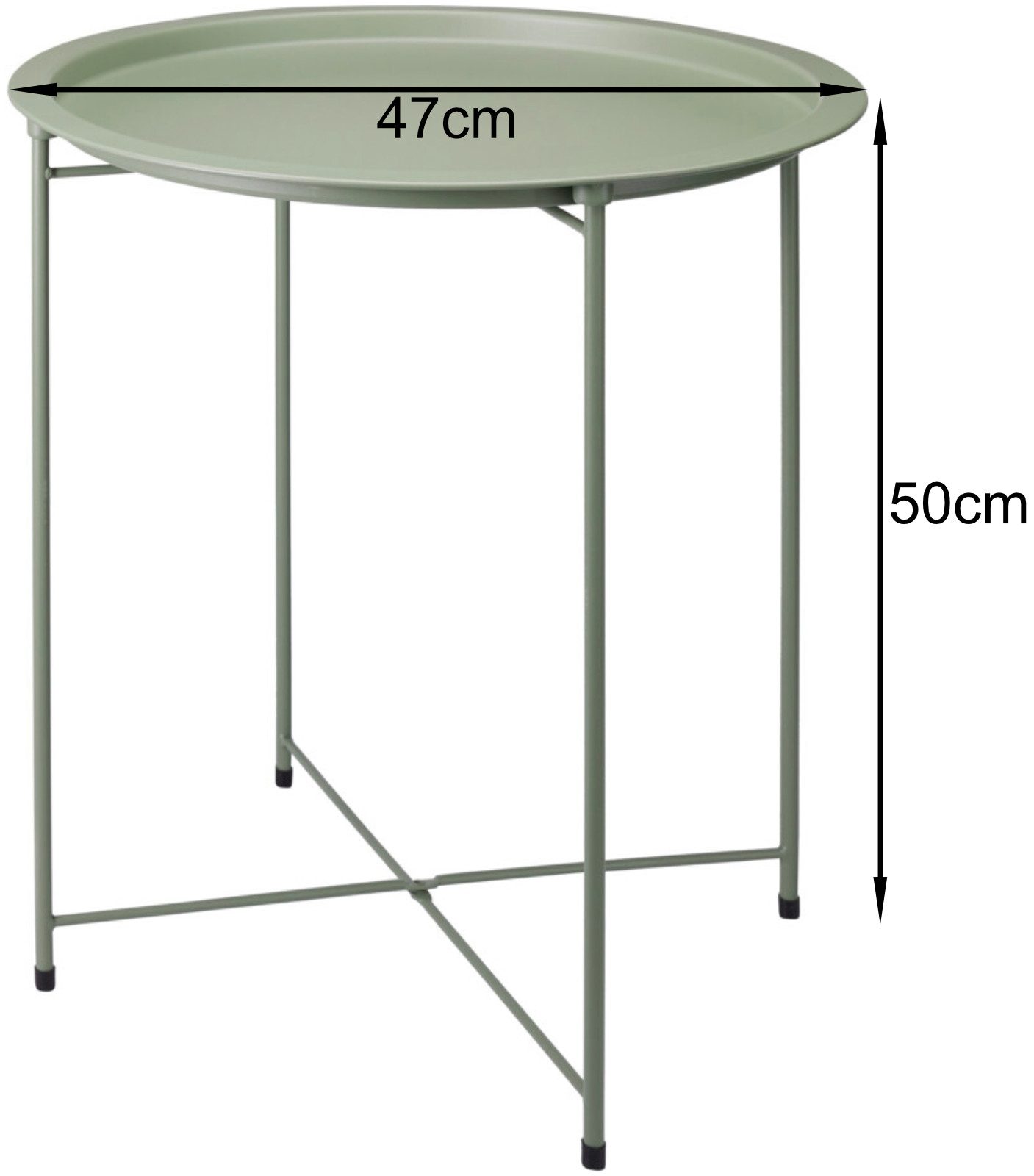 Koopman Beistelltisch Metalltisch Sofatisch Tisch 50x47cm Grün (Stück, 1-St., Packung), Ø 47cm, runde Tischplatte, Höhe 50cm, hoher Rand – Bild 2 von 3