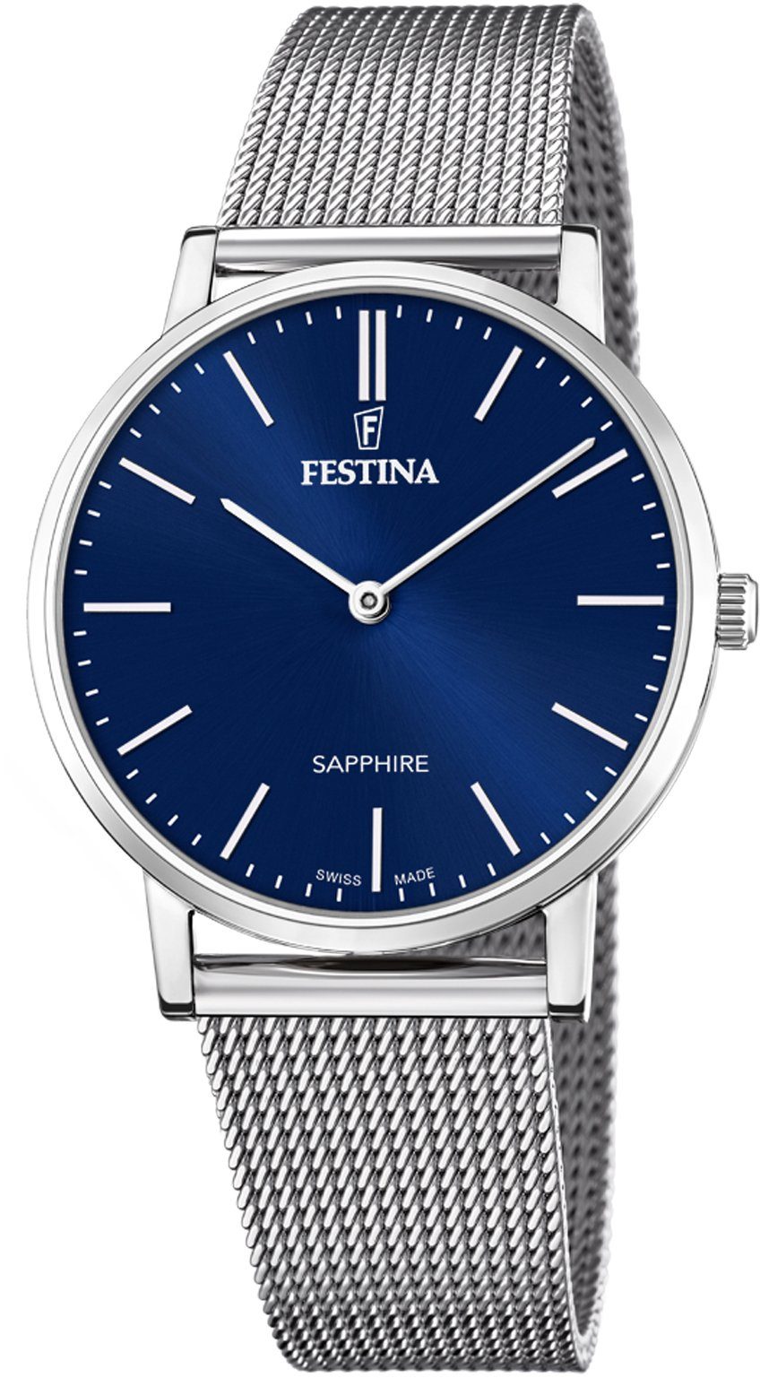 Festina Quarzuhr Swiss Made Collection F20014/2, Armbanduhr, Herrenuhr, Damenuhr, Edelstahlband, Saphirglas, Swiss Made