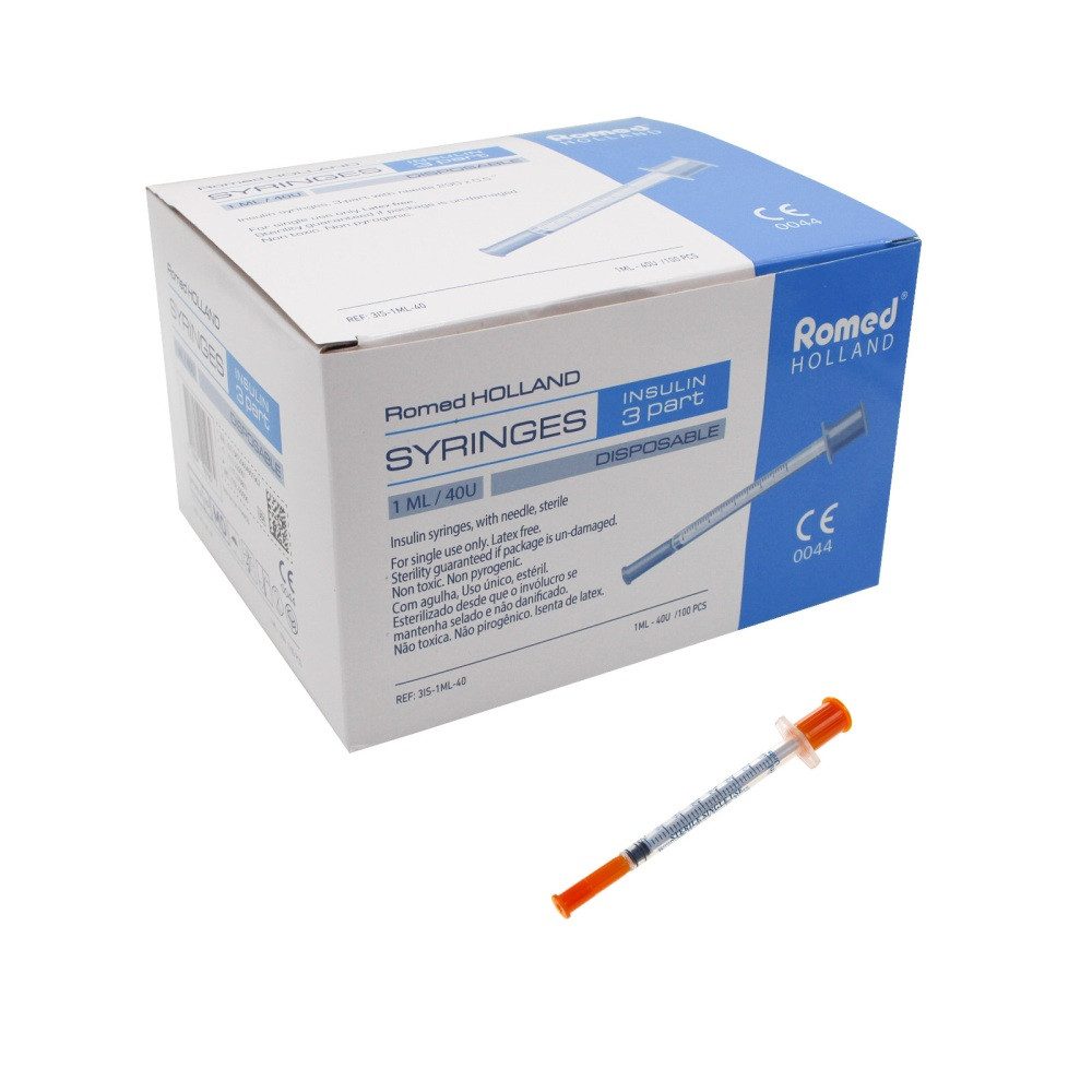 Romed Feindosierspritze Insulinspritzen U 40, steril, 40 I.E. auf 1 ml, (100-St)