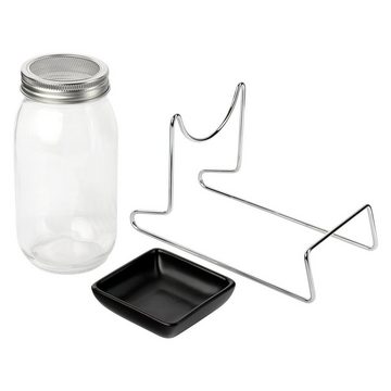 Schramm Anzuchttopf Schramm® Keimglas für Sprossen mit Gestell 750 ml Sprossenglas Keimgerät inkl. Deckel, Ständer und Halter Ersatzgläser Ersatzdeckel Keimgläser Set Keim Glas (2 Sets)