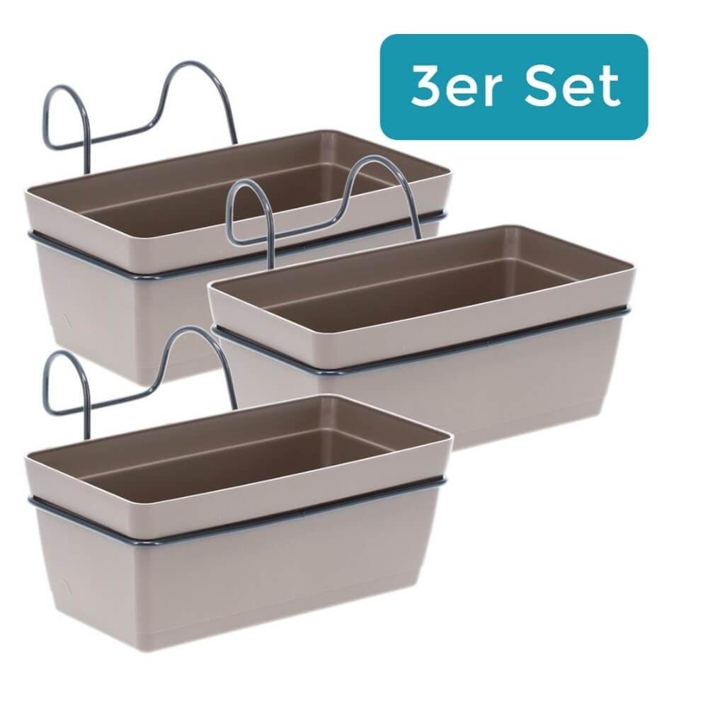 GarPet Blumenkasten 3 x Hängekasten Blumen Pflanz Kasten Set Wand Metall Ha günstig online kaufen
