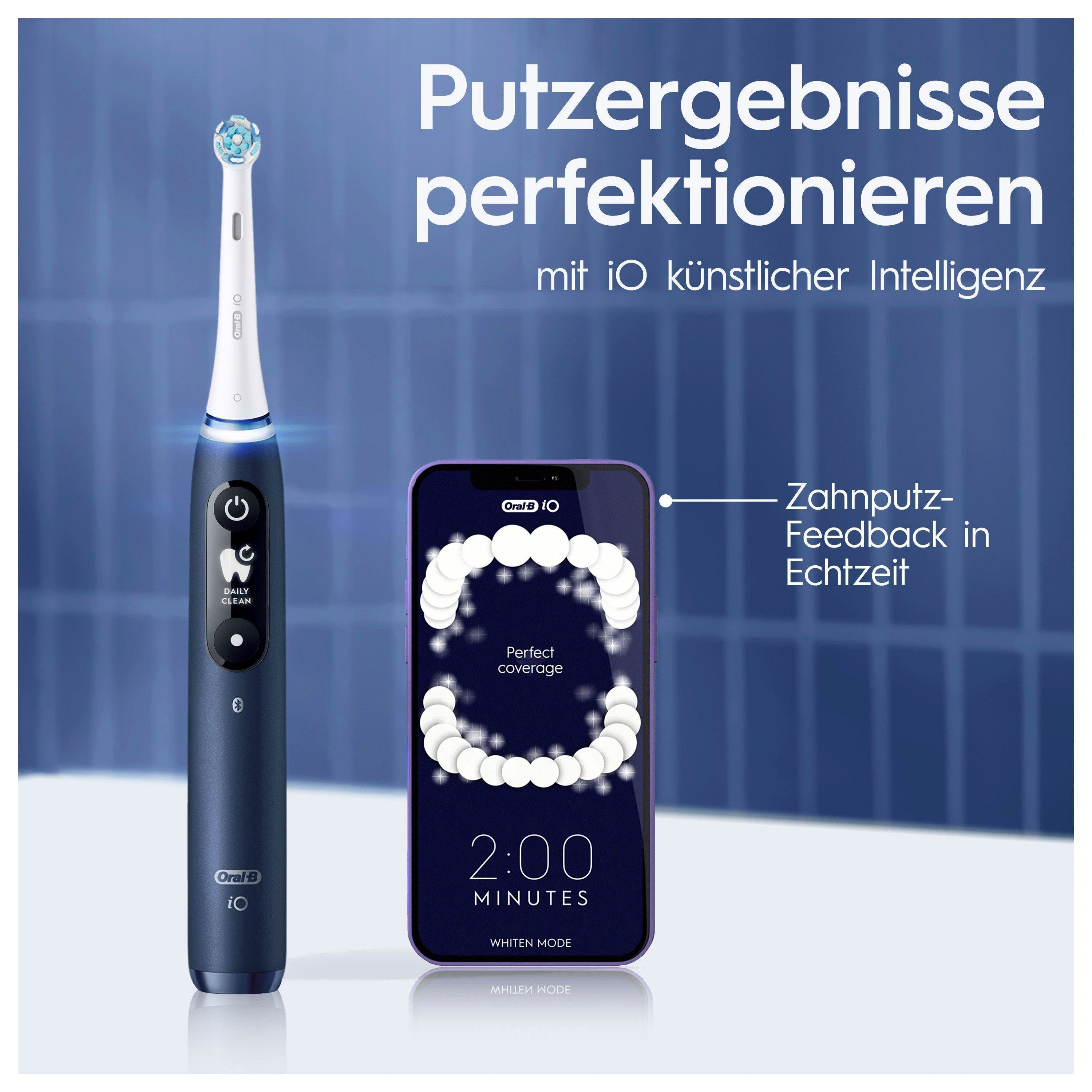 Display, mit Zahnbürste Reiseetui Oral-B iO 7, 2 blue sapphire Braun Putzmodi, Elektrische Aufsteckbürsten: St., Magnet-Technologie, 5