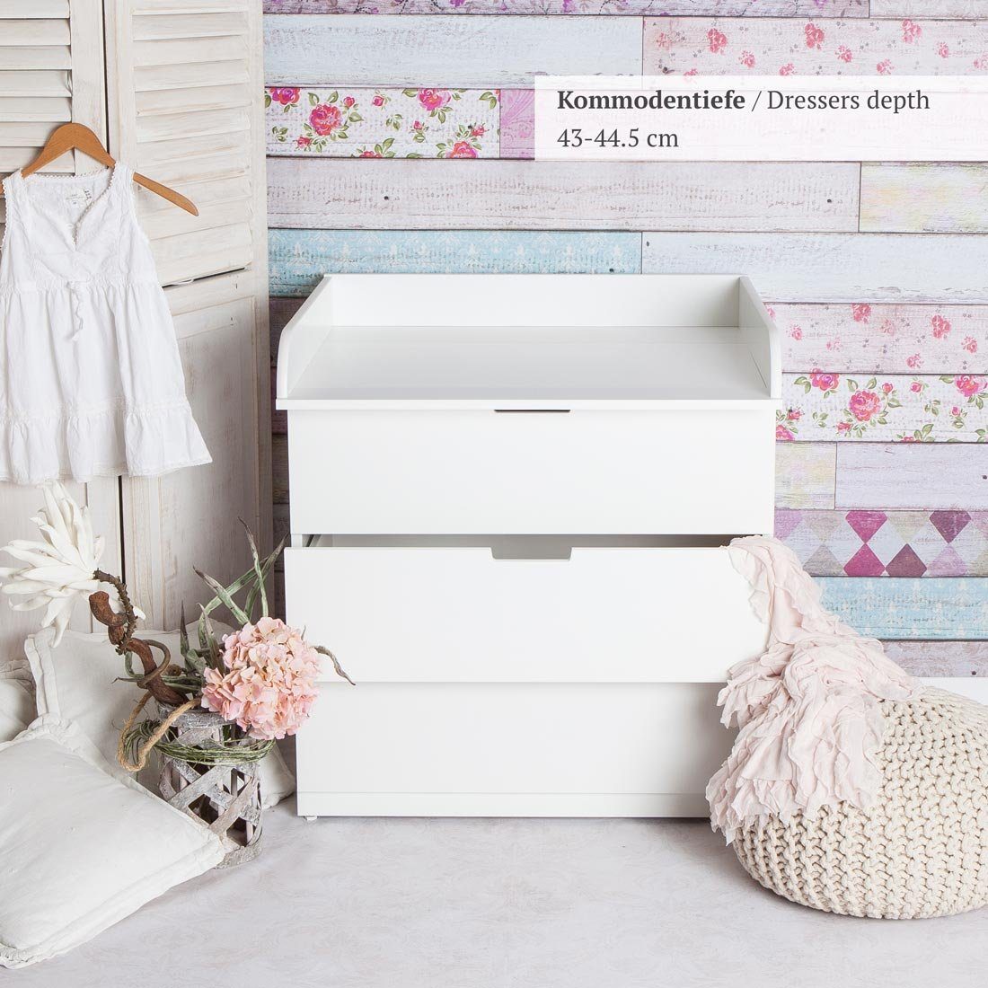 Puckdaddy GmbH Wickelaufsatz Ferdinand (80x11x71cm) für IKEA Nordli Kommoden, Wickelaufsatz für IKEA Nordli oder Koppang Kommode