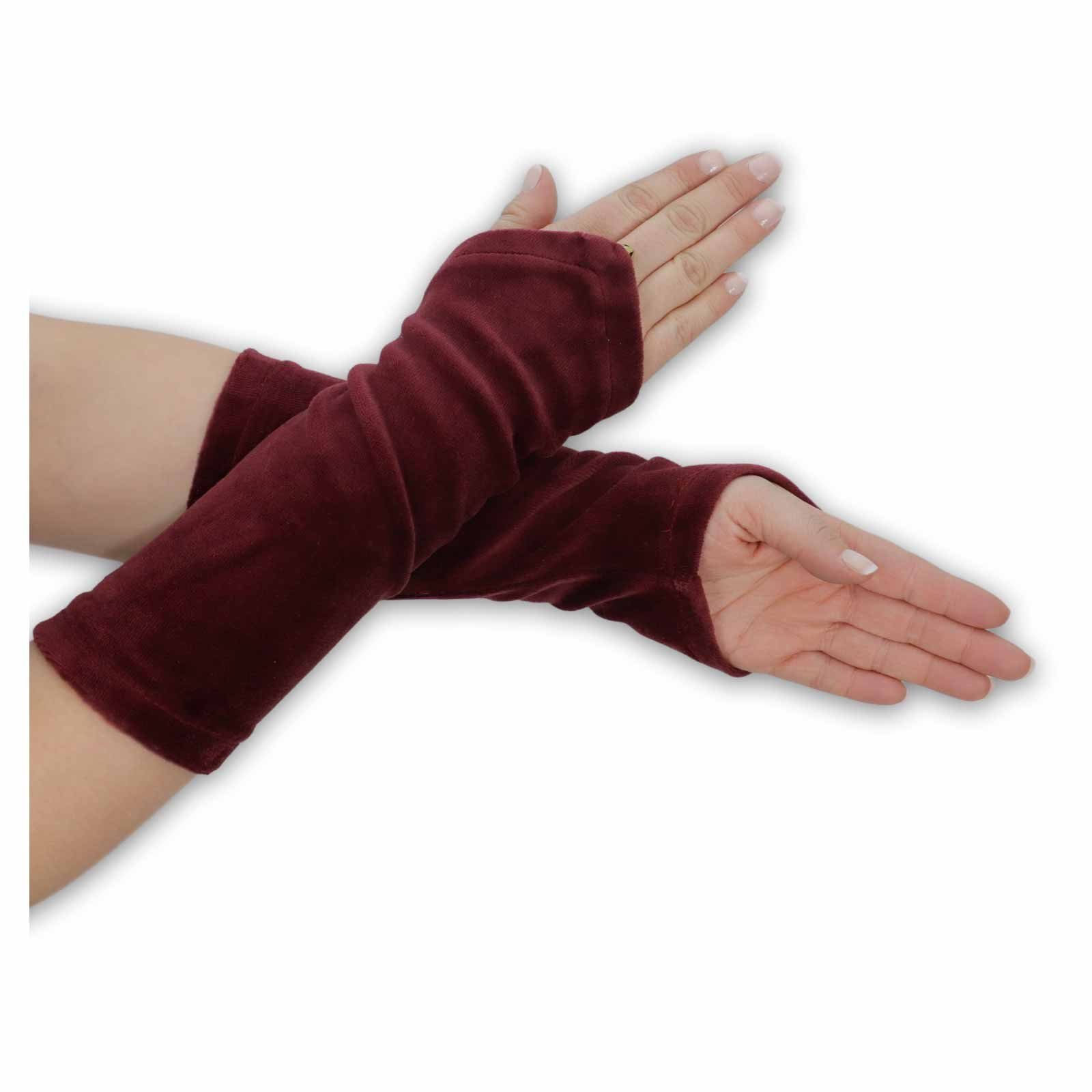 UND Handwärmer MAGIE Glöckchen + Handschuhe KUNST Armstulpen Armstulpen Stulpen Damen Samt Bordeaux Boho
