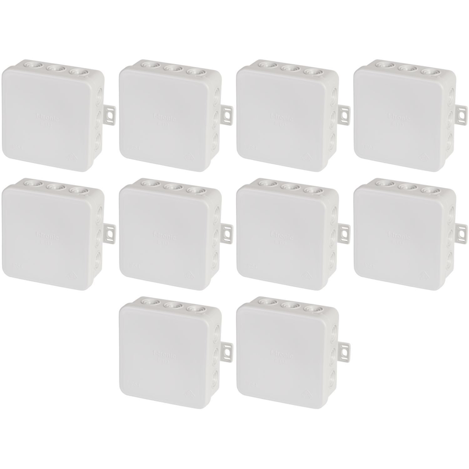 UNITEC Verteilerbox 10x F-Tronic FR Abzweigkasten Aufputz E113 Feuchtraum, (Set, 10-tlg., 10x Stück), 10 Stück Abzweigdose Verteilerkasten Verteilerdose Kabel Dose IP54