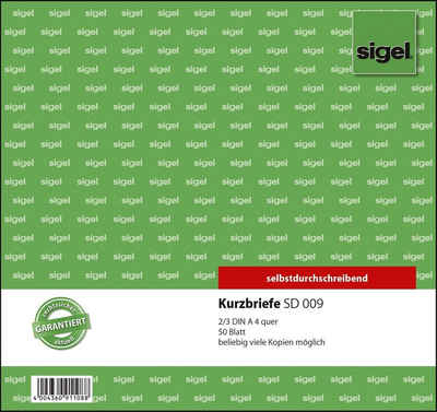 Sigel Handgelenkstütze sigel Formularbuch "Kurzbrief", 2/3 A4, 50 Blatt, SD / CFB
