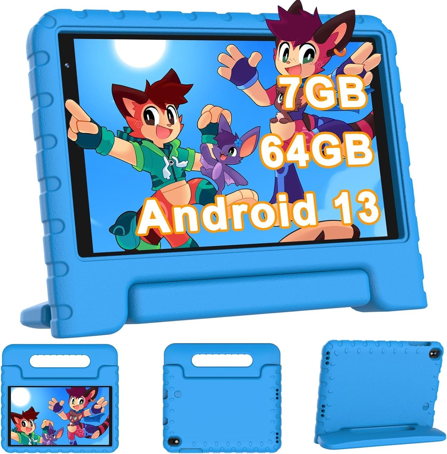 YESTEL Kinder Tablet mit 7GB RAM Erweiterung 1TB Tablet (8, 64 GB, Android  13, mit Erweiterung 1TB Doppelkamera, GPS, Tablet mit Kindersicherer Hülle)