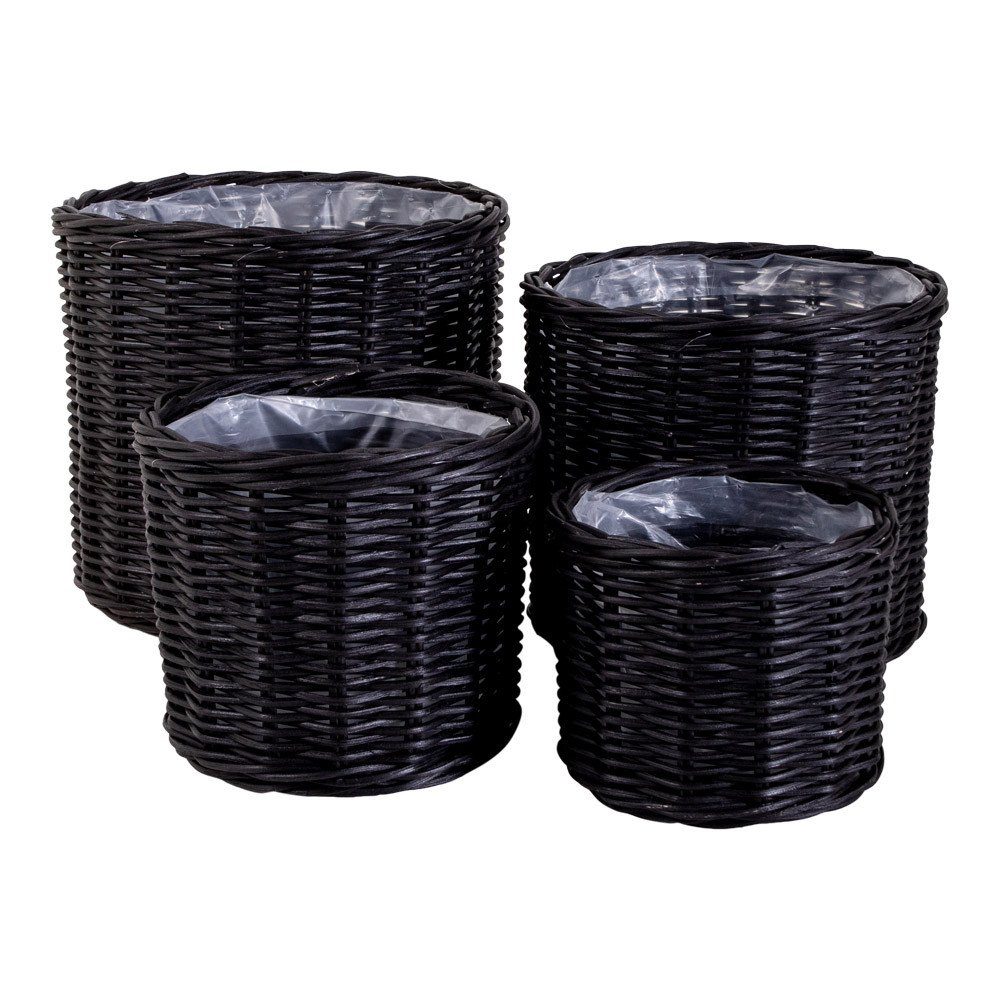 House Nordic Dekokorb Bogor Baskets – Körbe aus Kubu-Rattan, schwarz, mit Kunststoffinnen...