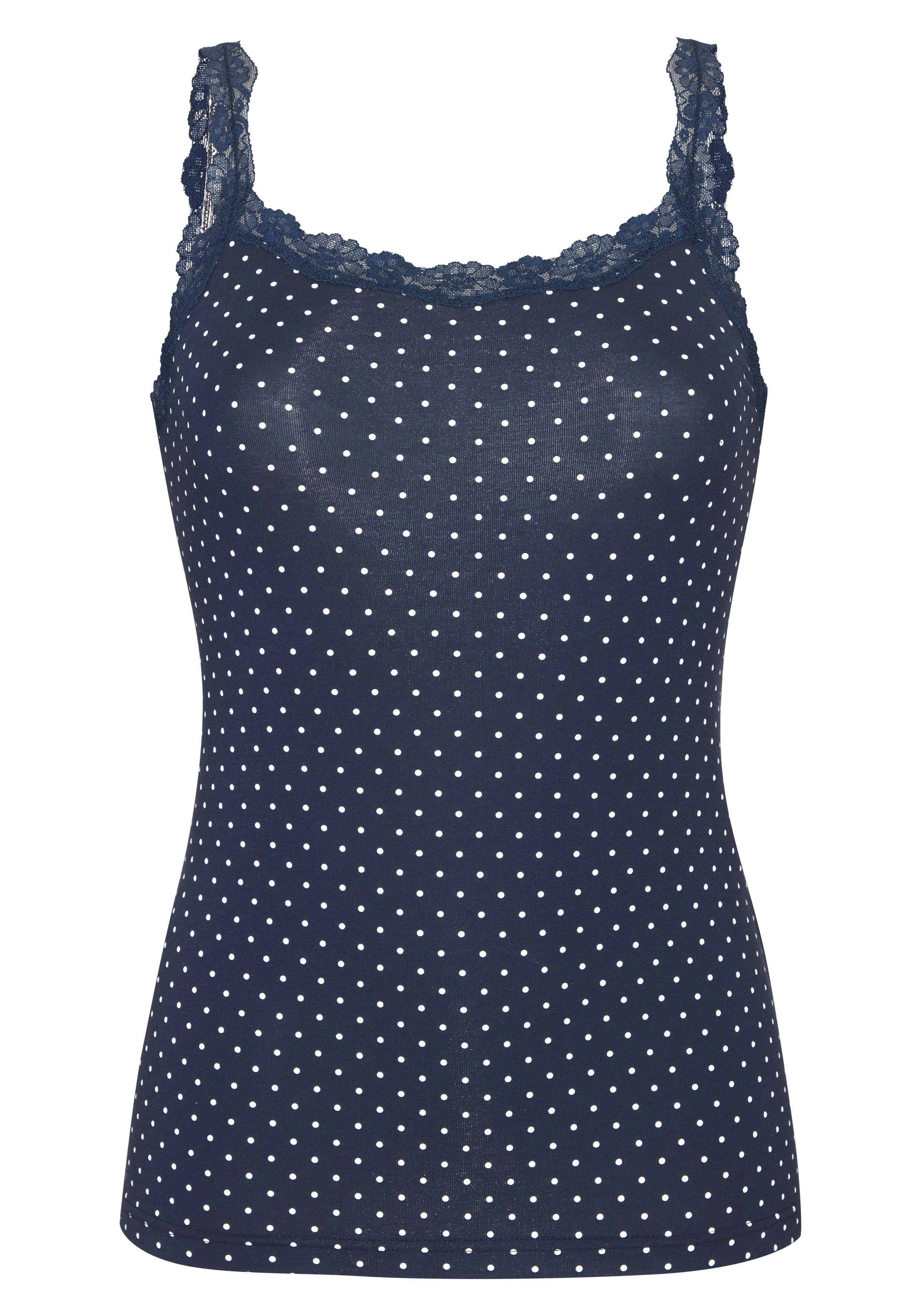 LASCANA Unterhemd (2er-Pack) mit zarter Spitze, Unterziehshirt, Spaghettiträger-Top