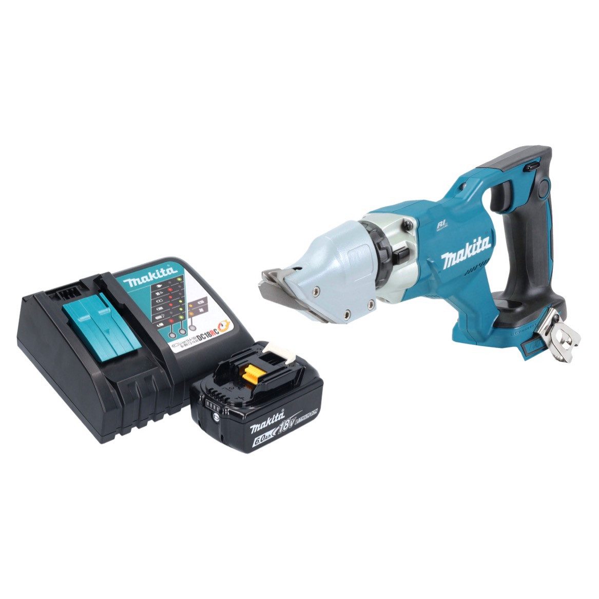Makita Akku-Blechschere DJS 200 RG1 Akku Blechschere 18 V 2,0 mm Brushless + 1x Akku 6,0 Ah