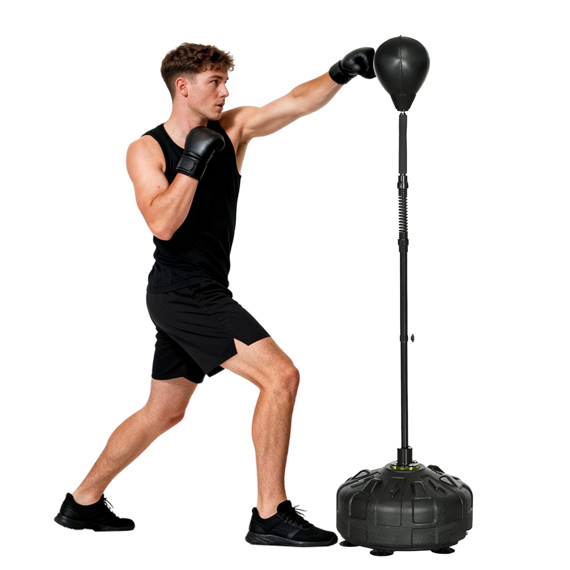 SPORTNOW Punchingball Boxball 145-180 cm höhenverstellbarer Standbox-Trainer (Standboxball, 1-tlg., Speedball), für Übung, Training, Kunstleder, Schwarz
