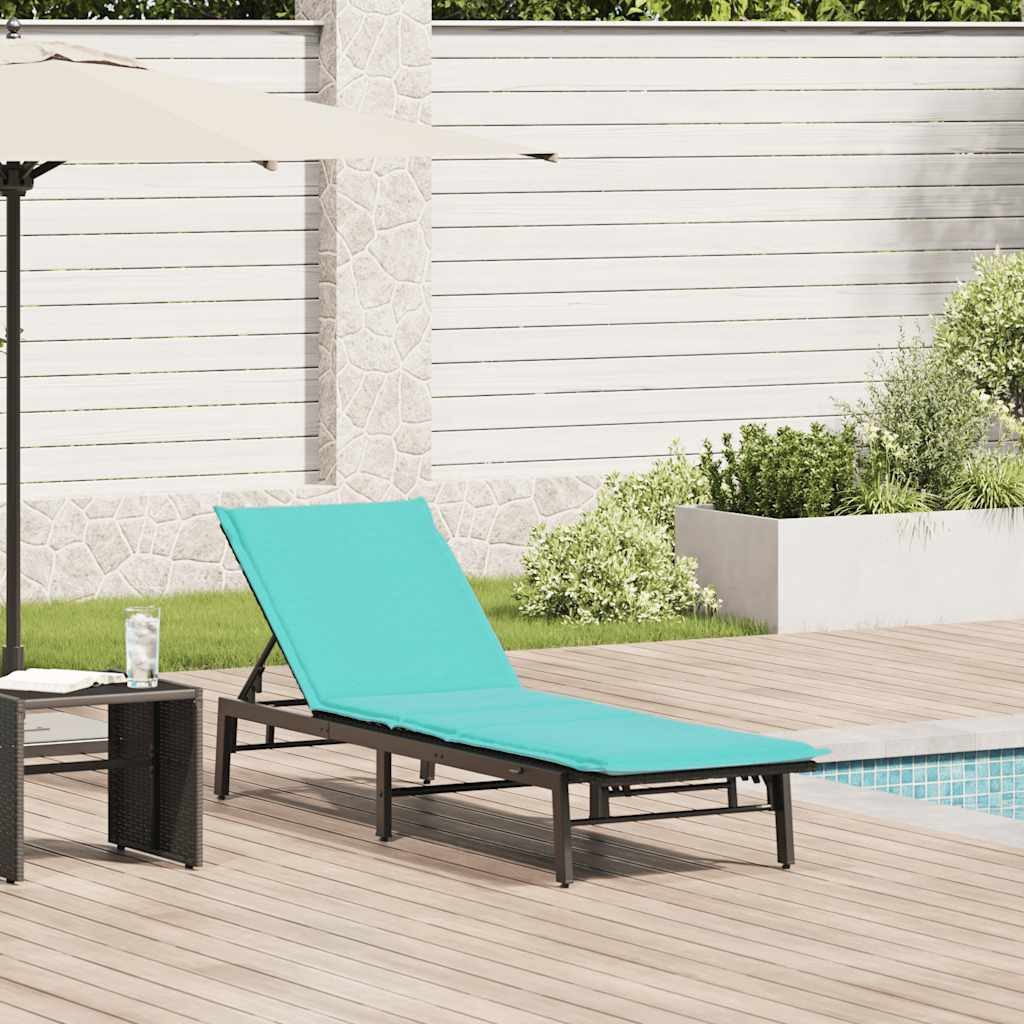 vidaXL Gartenliege Sonnenliege mit Auflage Schwarz Poly-Rattan, 1 St.
